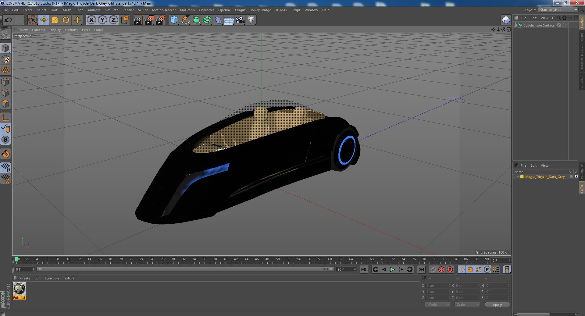 Magic Tricycle Dark Grey 3D model