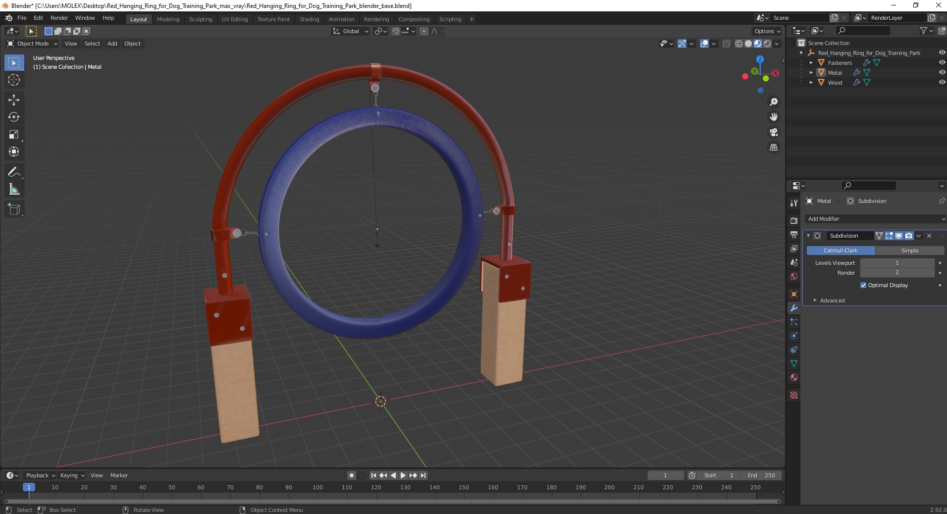 3D Red Hanging Ring for Dog Training Park model