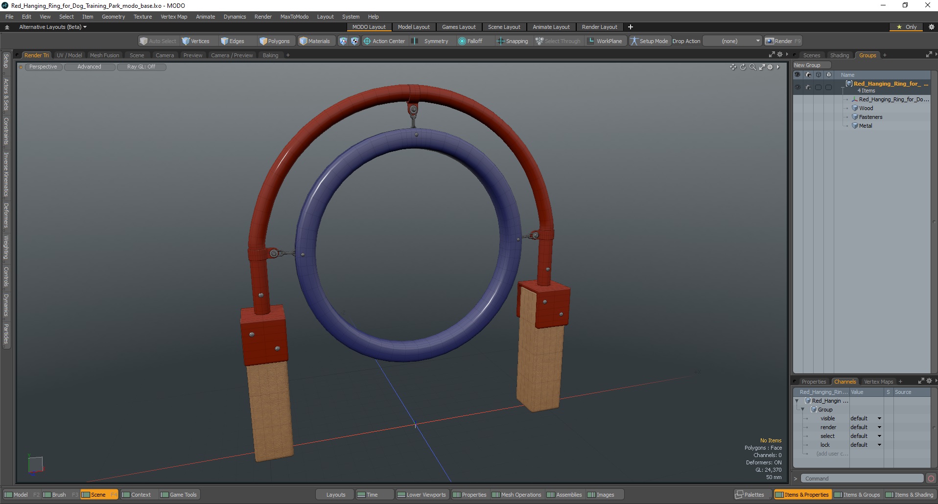 3D Red Hanging Ring for Dog Training Park model