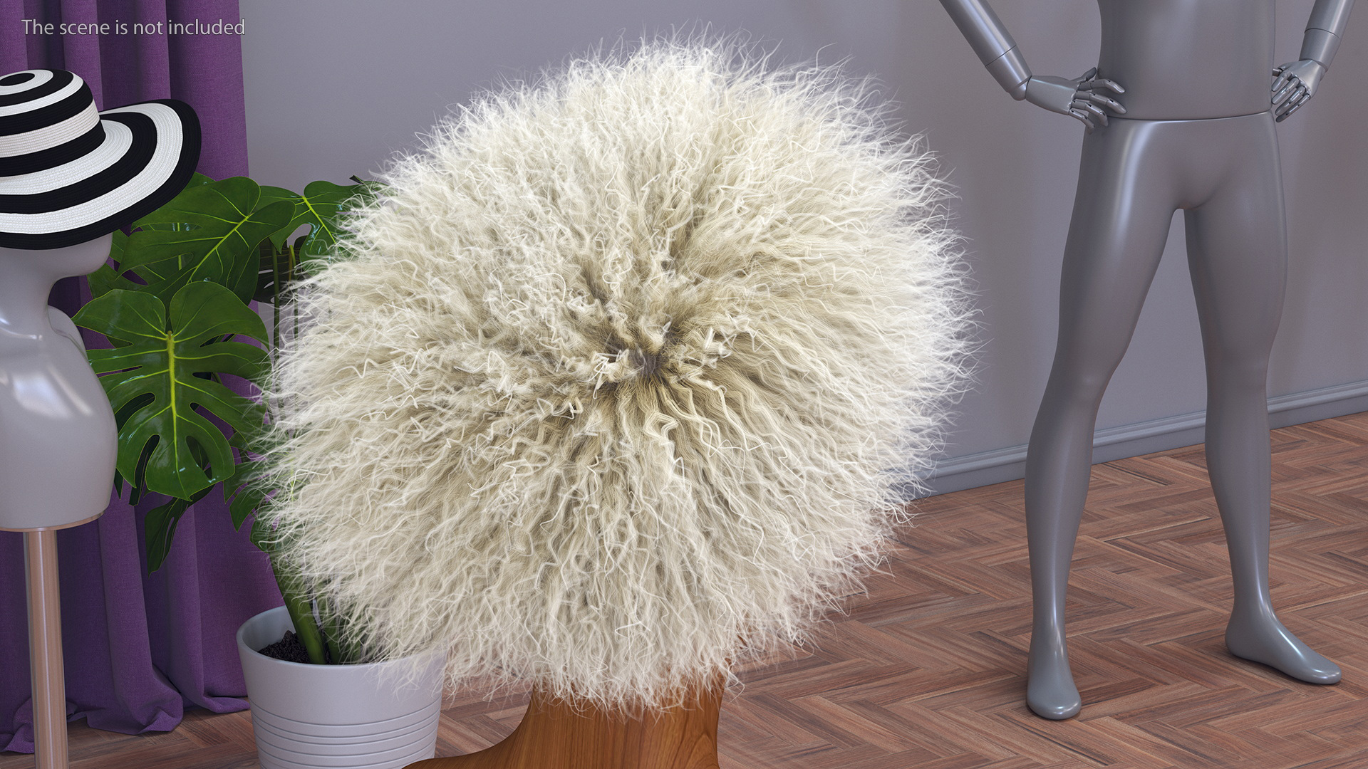 3D Papakha Caucasian Hat White Fur