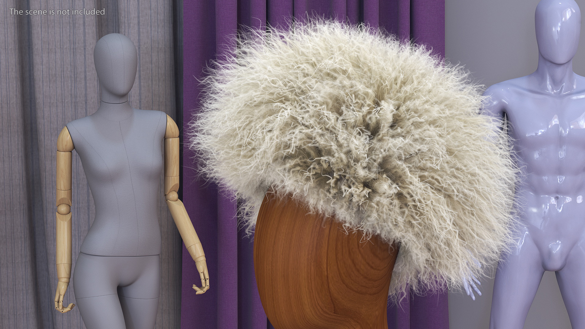 3D Papakha Caucasian Hat White Fur