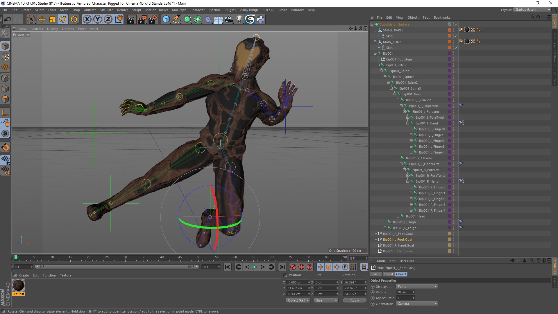 Futuristic Armored Character Rigged for Cinema 4D 3D model