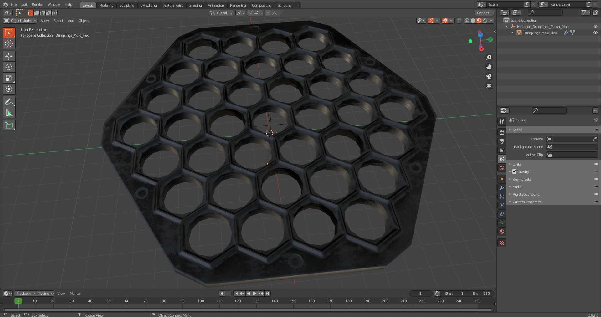 3D Hexagon Dumplings Maker Mold model