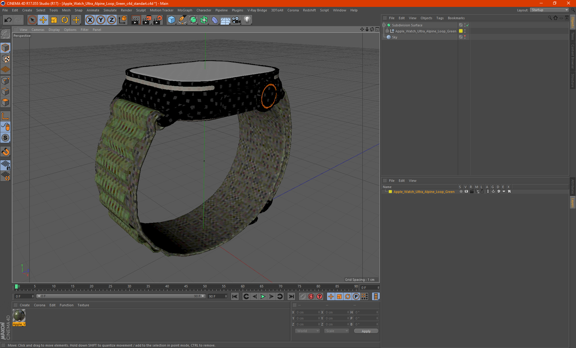 3D model Apple Watch Ultra Alpine Loop Green