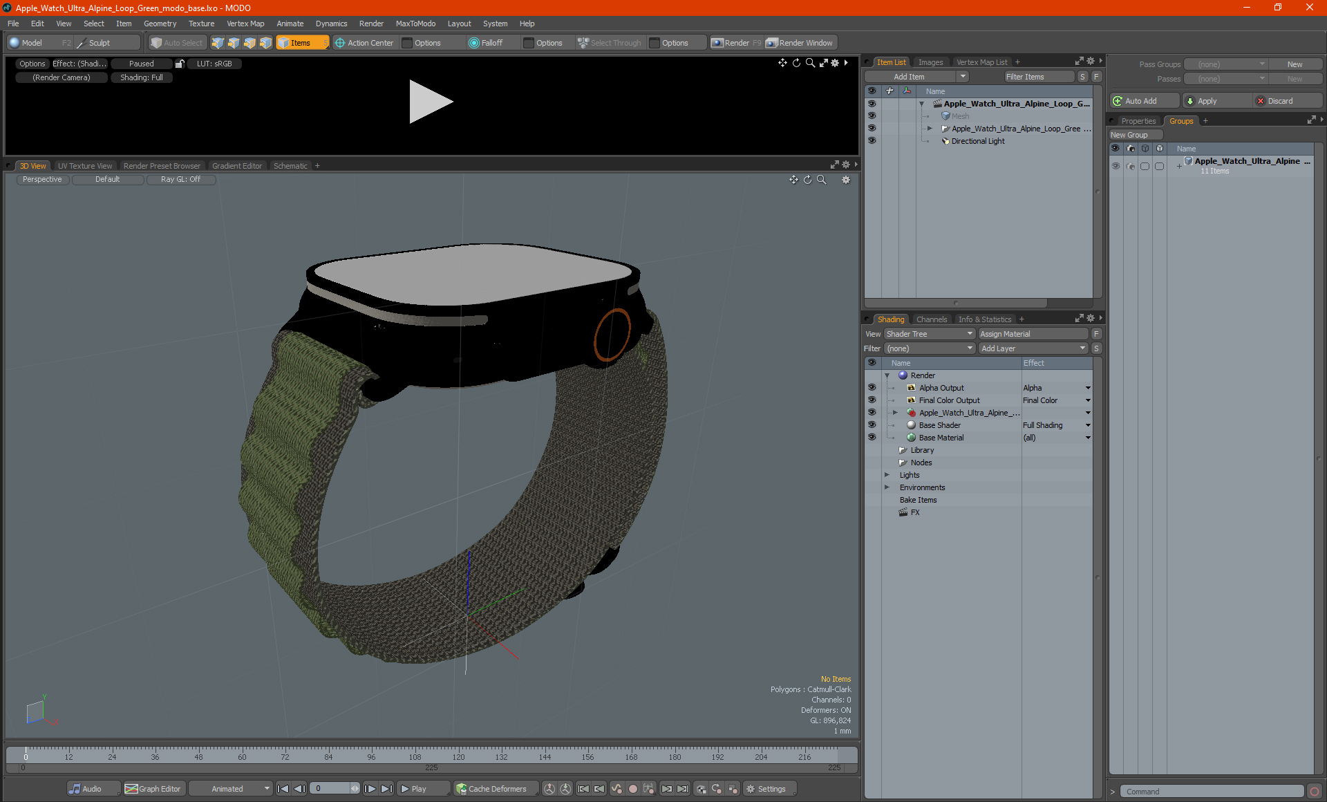 3D model Apple Watch Ultra Alpine Loop Green