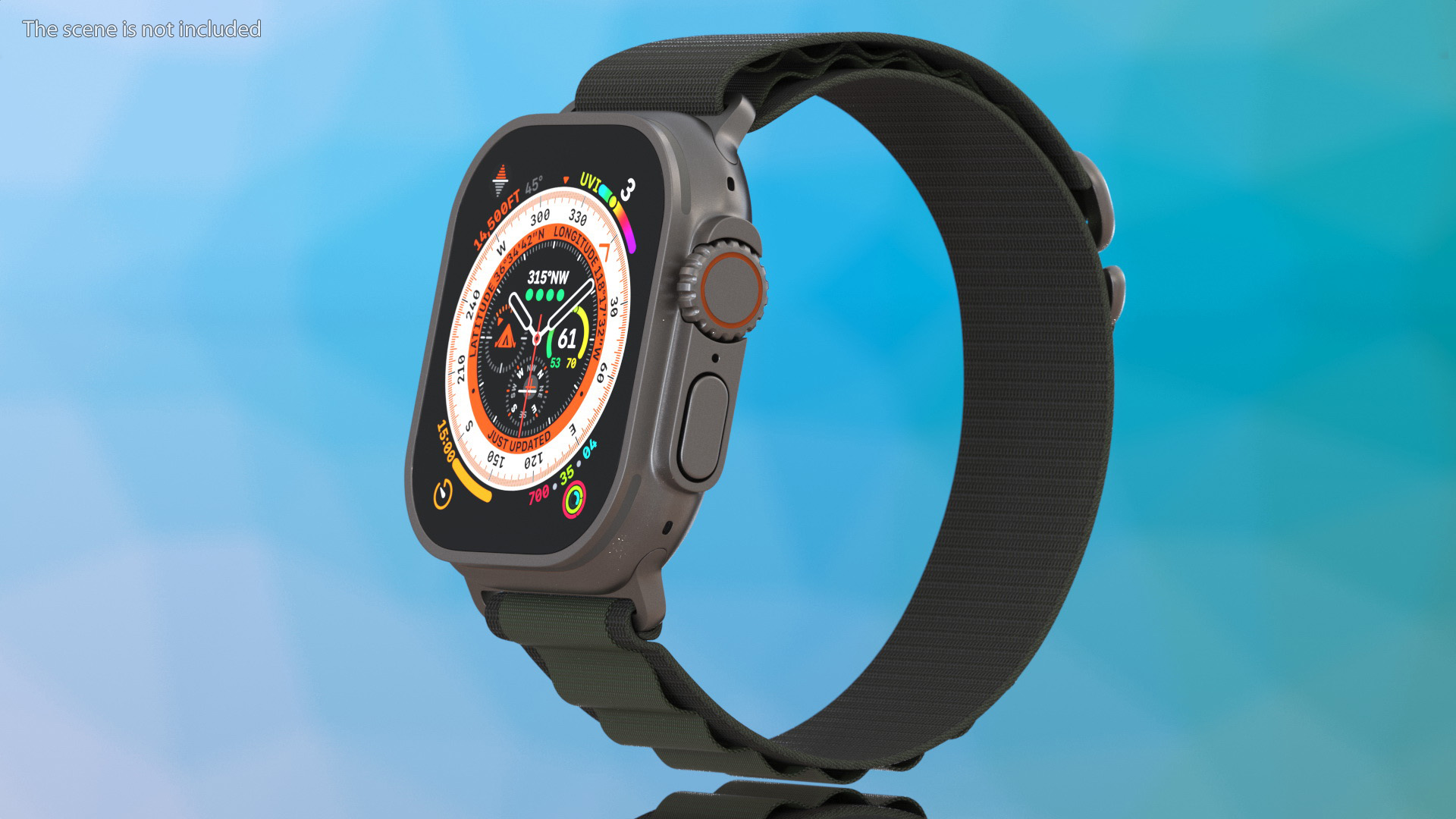 3D model Apple Watch Ultra Alpine Loop Green