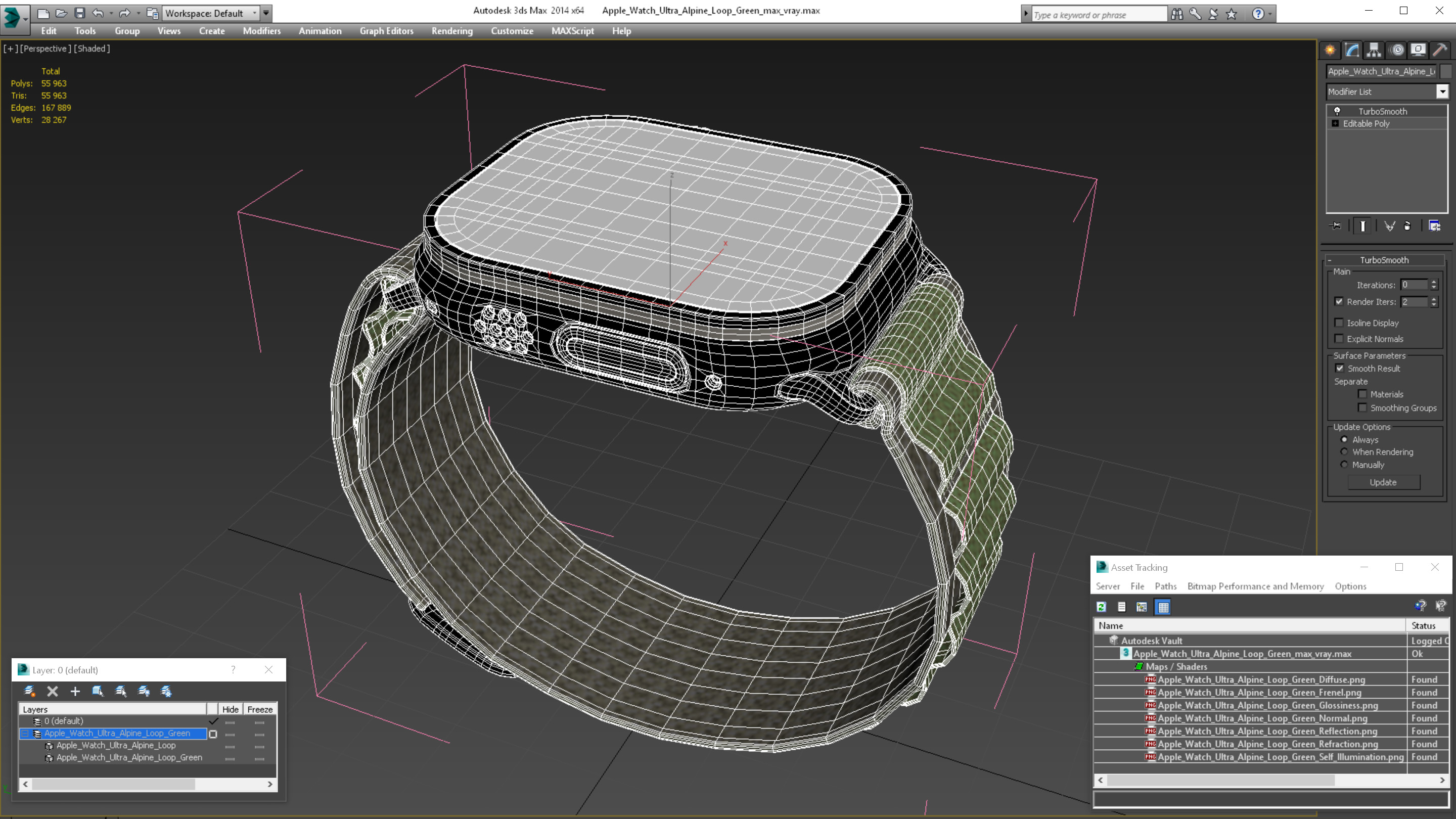 3D model Apple Watch Ultra Alpine Loop Green