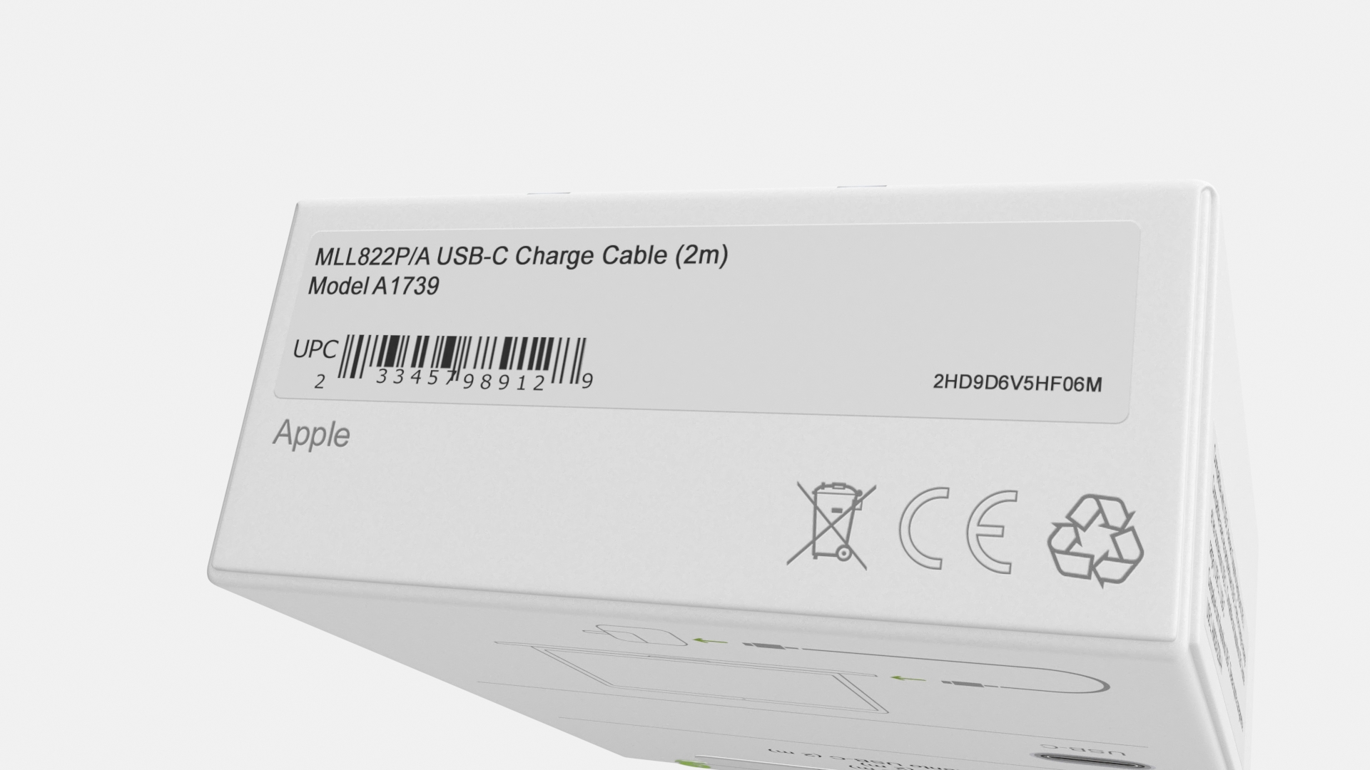 Apple USB-C Charge Cable Packaging 3D model