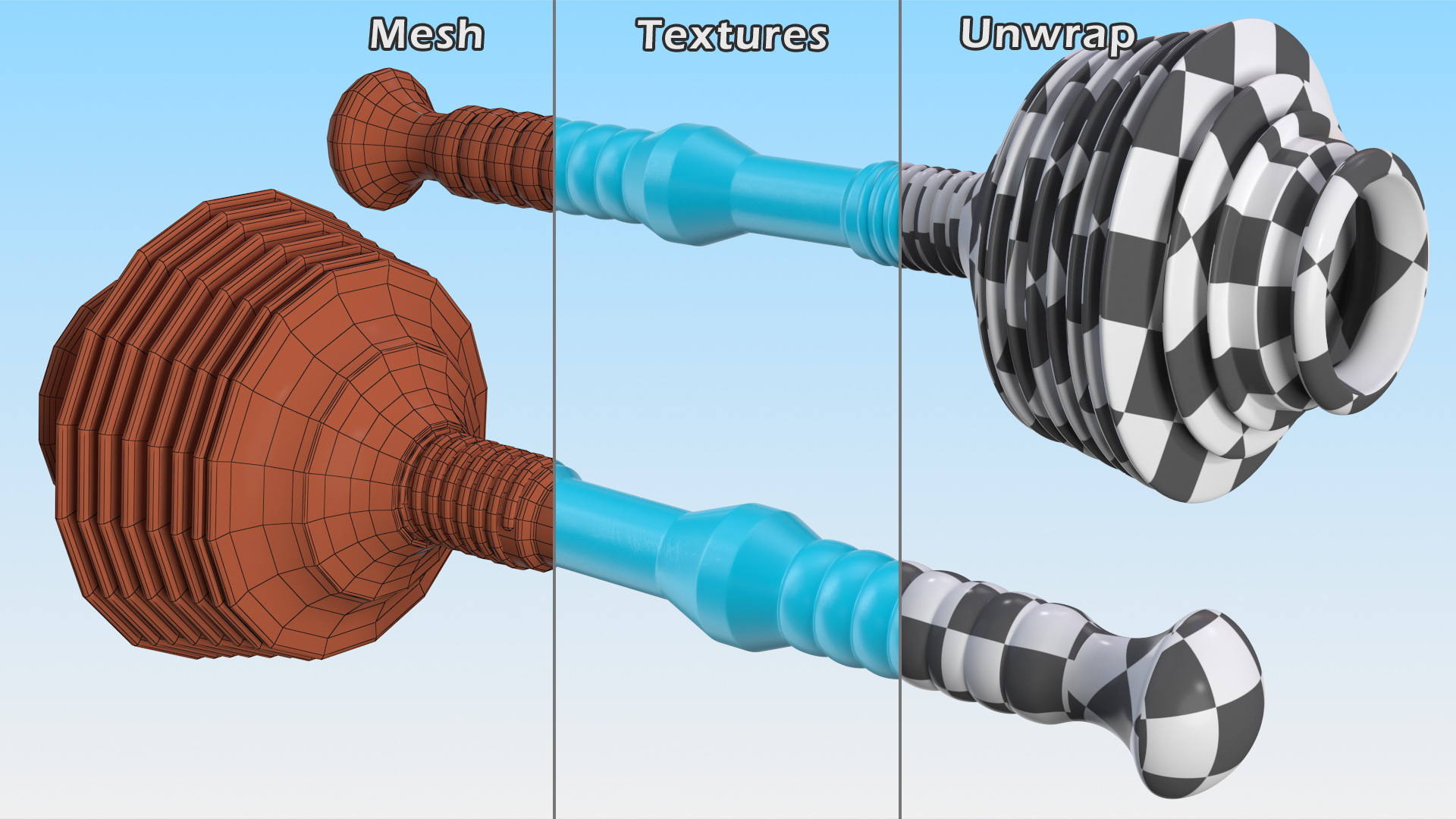3D Accordion Toilet Plunger Folded