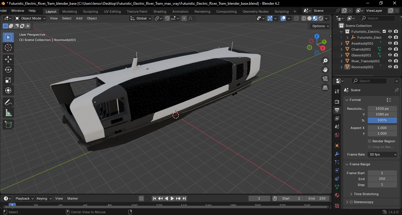 3D model Futuristic Electric River Tram