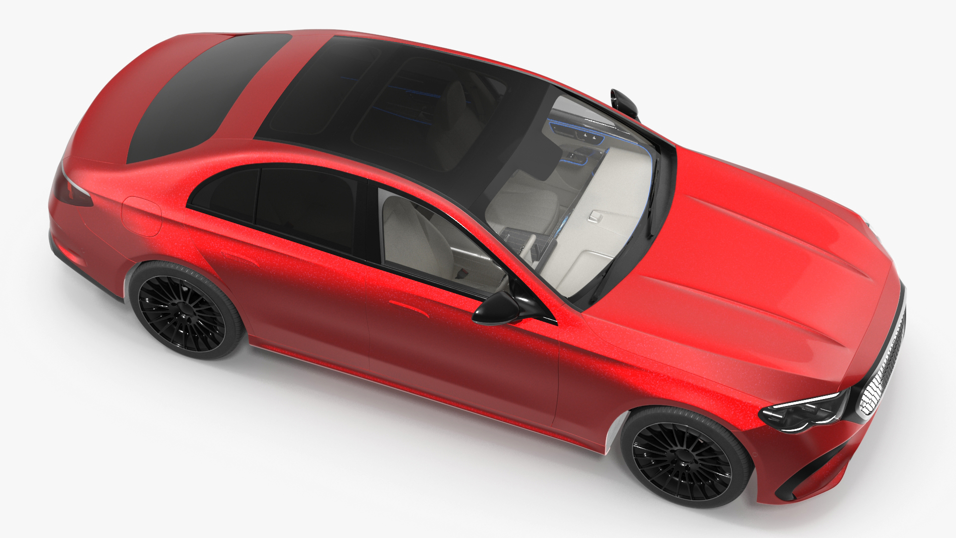 3D Luxury Car Red Sedan Rigged for Cinema 4D
