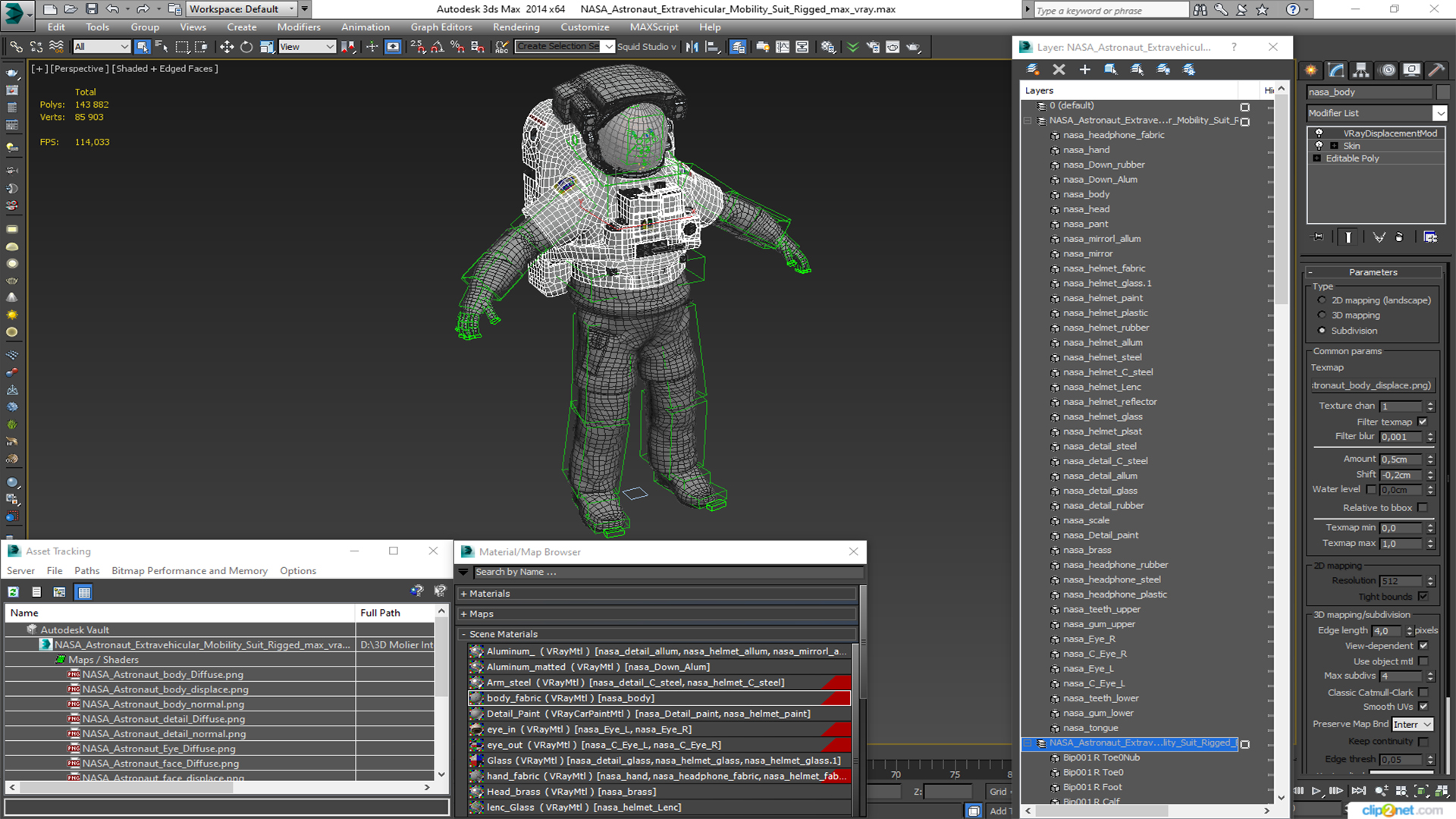 NASA Astronaut Extravehicular Mobility Suit Rigged for Maya 3D model