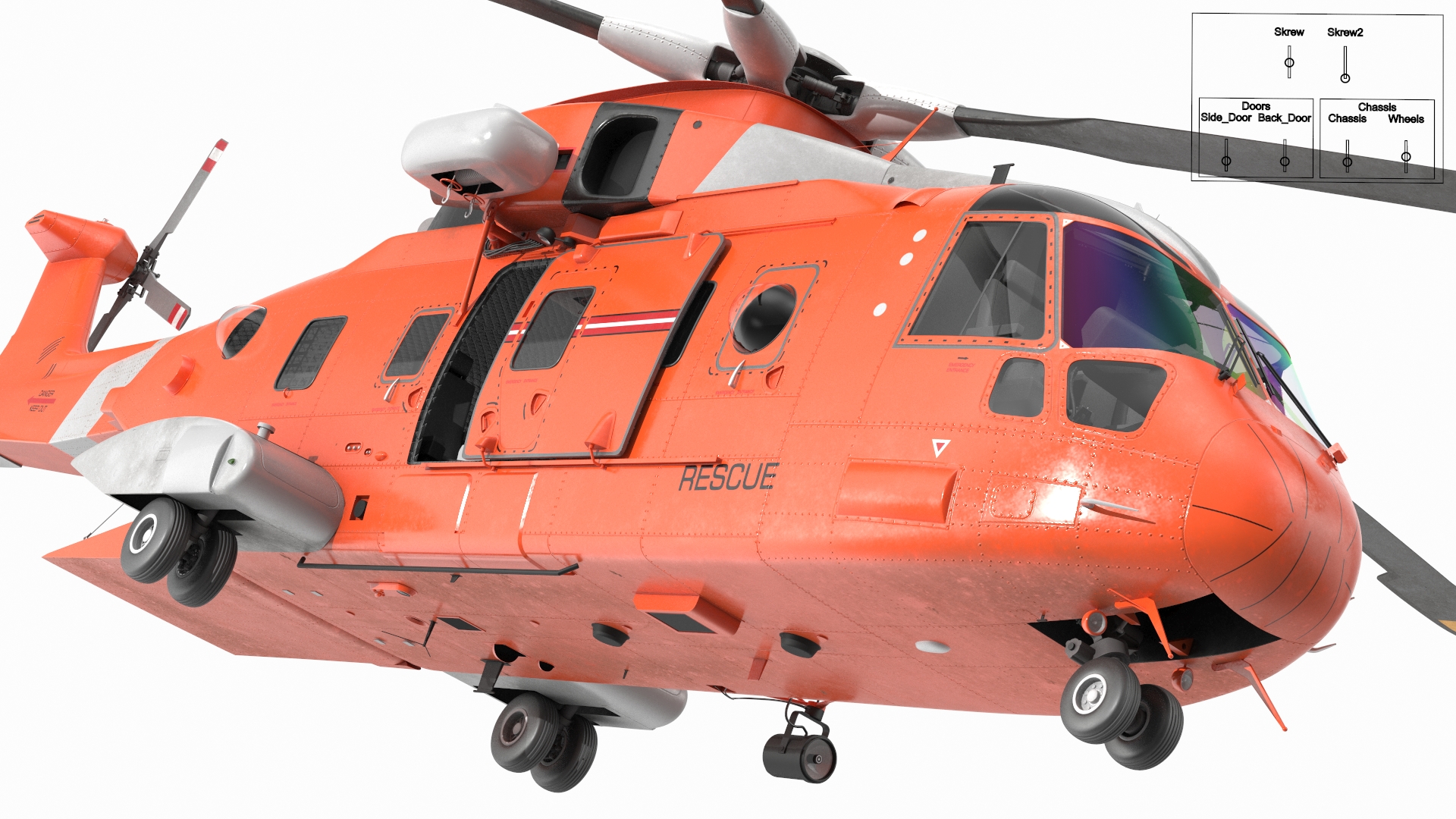 3D model Search and Rescue Helicopter Rigged