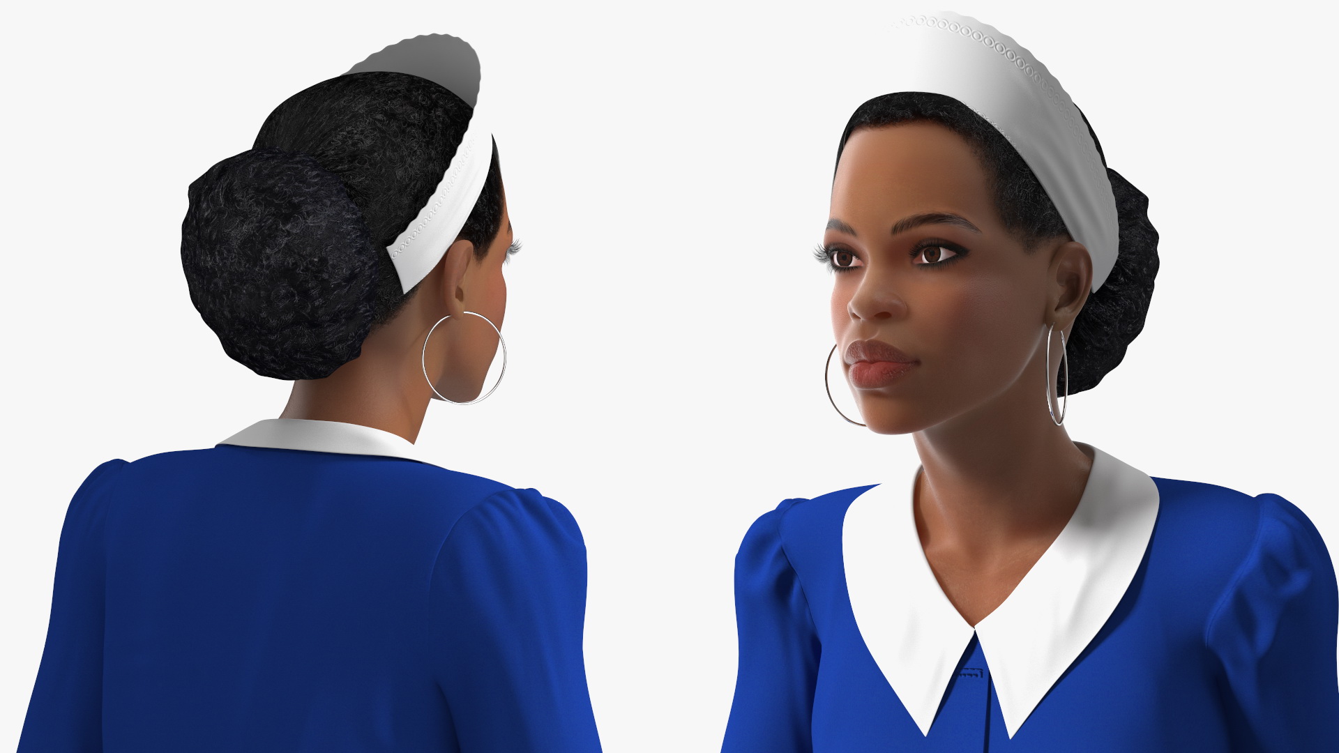 Light Skin Black Maid with Dyson Big Ball Vacuum Cleaner Rigged for Cinema 4D 3D
