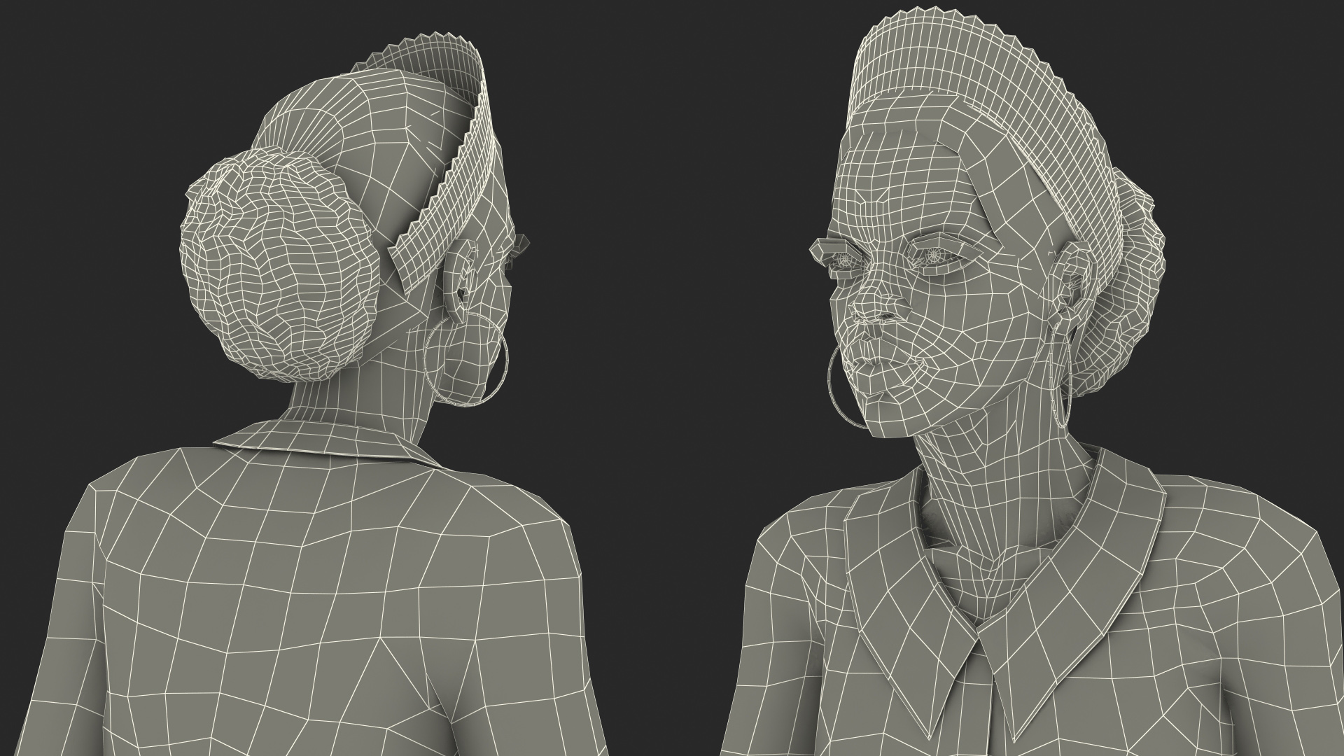Light Skin Black Maid with Dyson Big Ball Vacuum Cleaner Rigged for Cinema 4D 3D