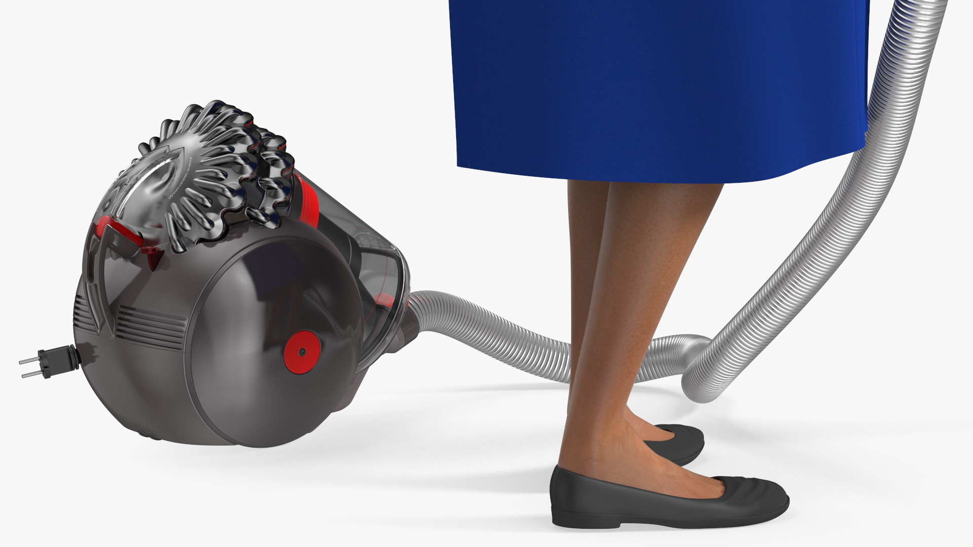 Light Skin Black Maid with Dyson Big Ball Vacuum Cleaner Rigged for Cinema 4D 3D