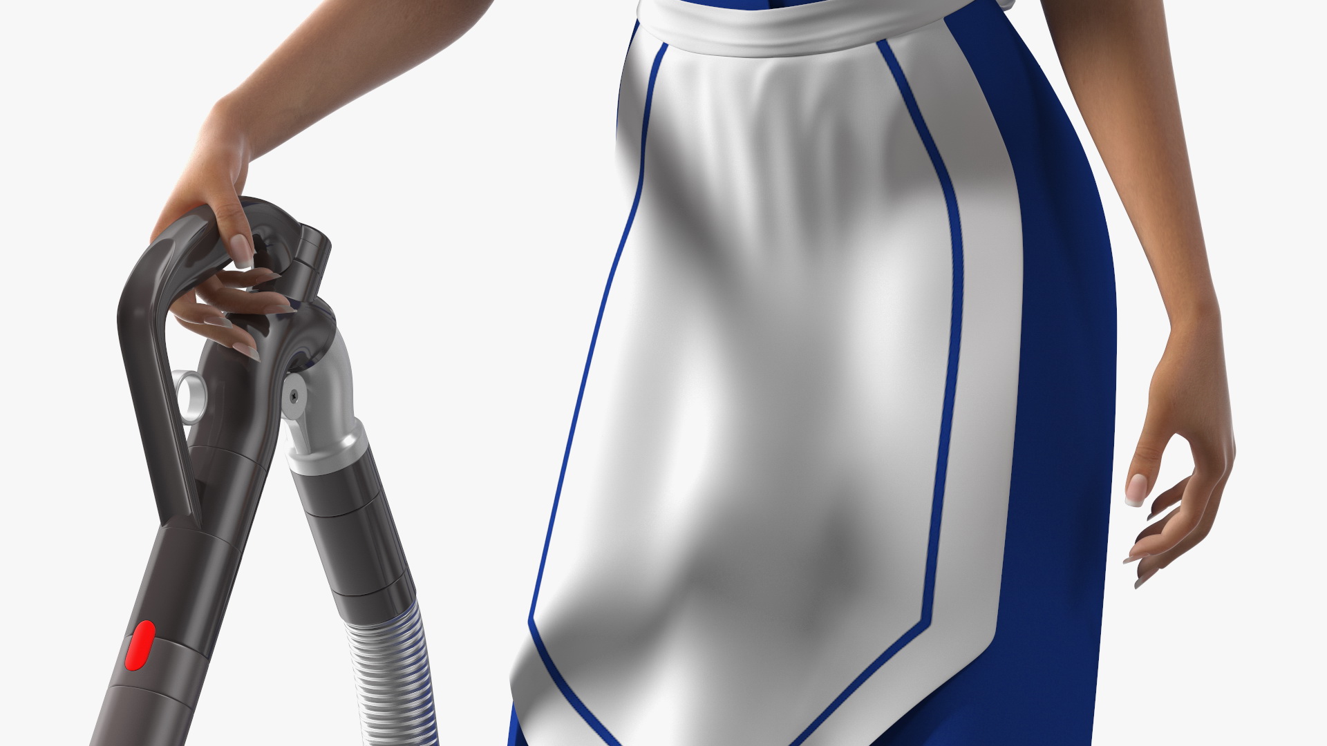 Light Skin Black Maid with Dyson Big Ball Vacuum Cleaner Rigged for Cinema 4D 3D