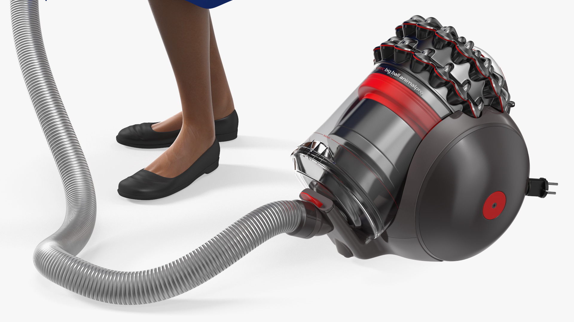 Light Skin Black Maid with Dyson Big Ball Vacuum Cleaner Rigged for Cinema 4D 3D