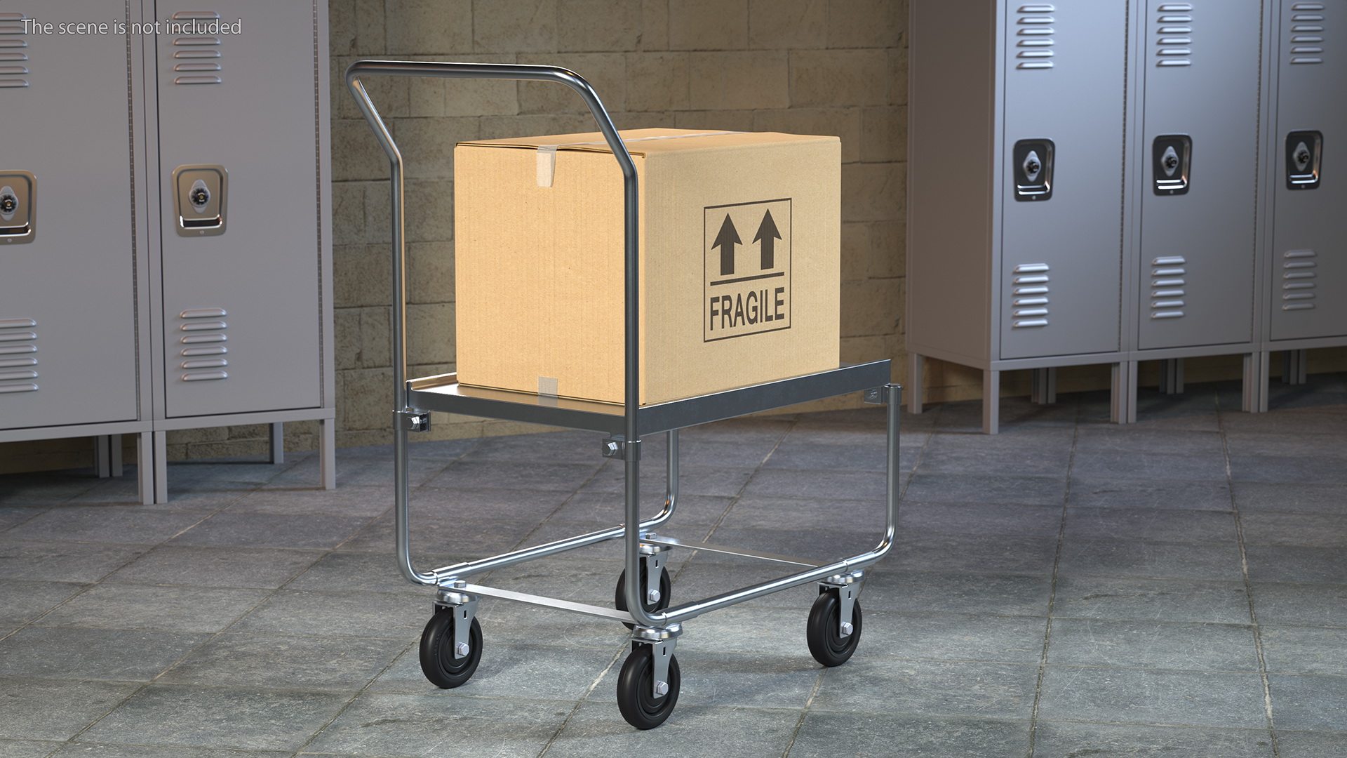 Trolley High Platform with Cardboard Boxes 3D