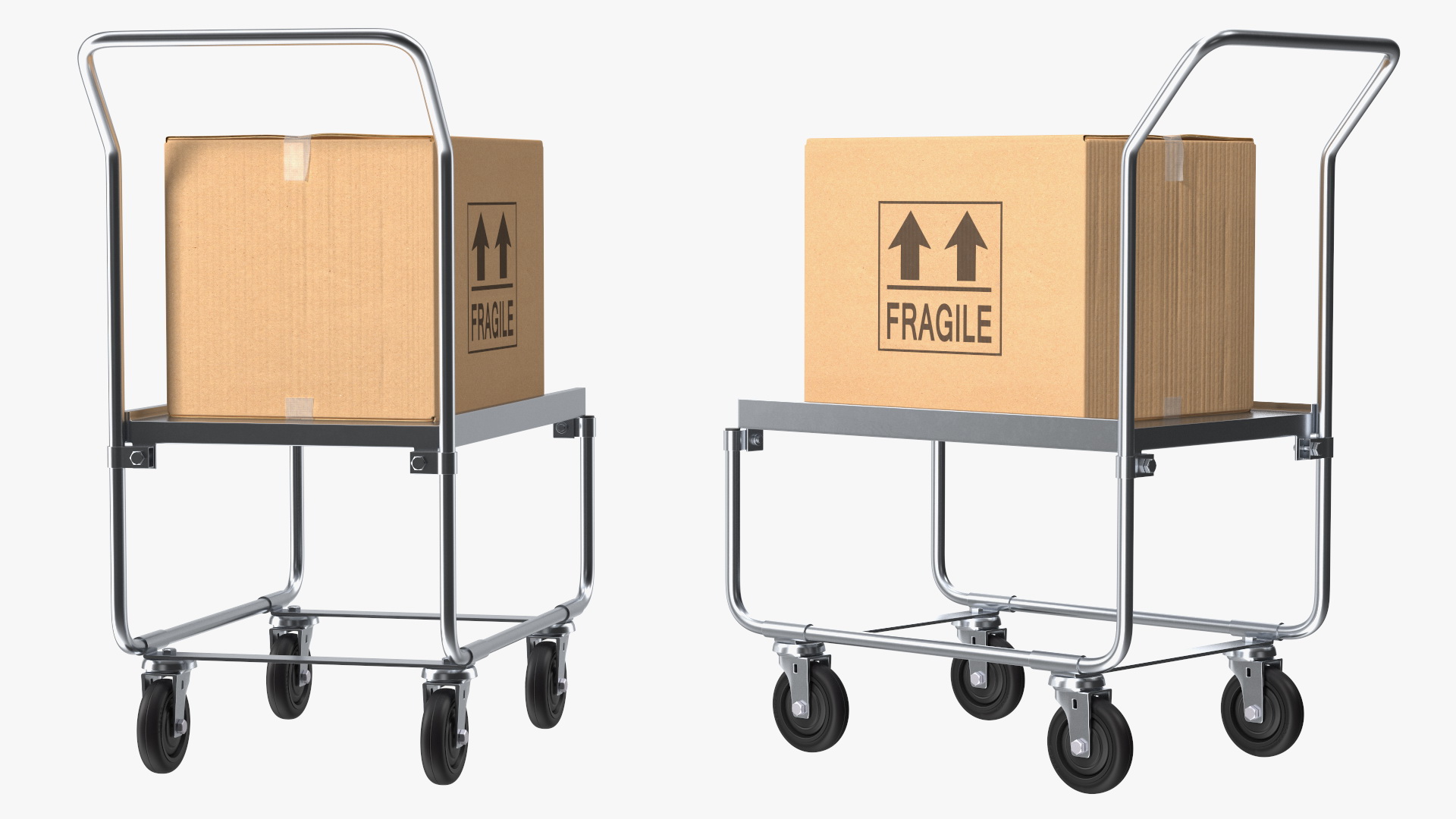 Trolley High Platform with Cardboard Boxes 3D