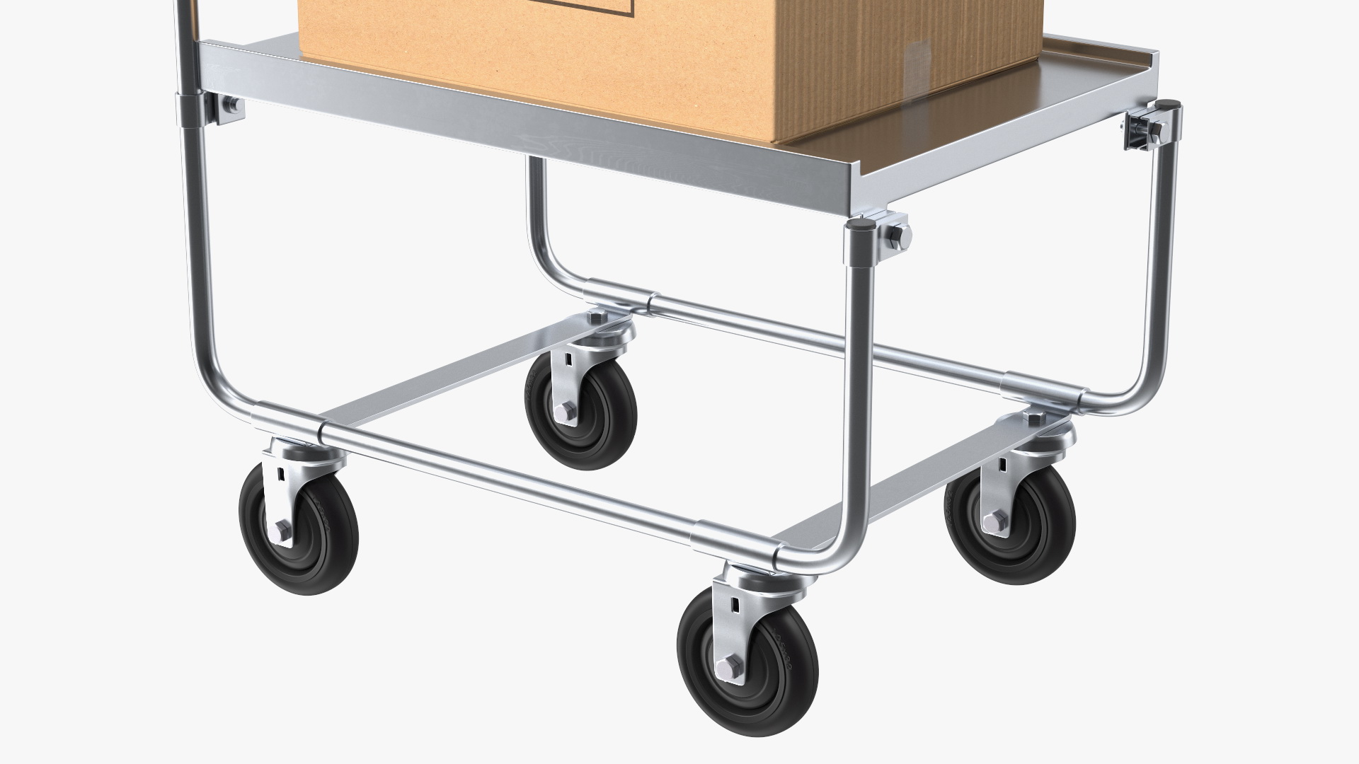 Trolley High Platform with Cardboard Boxes 3D