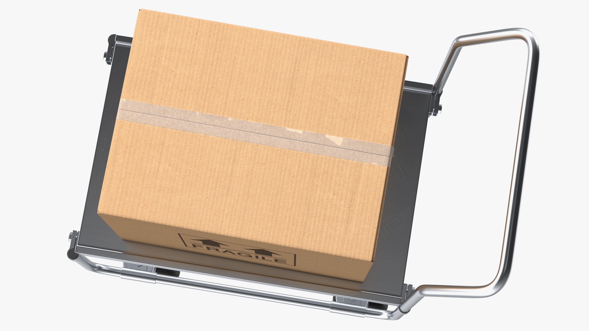 Trolley High Platform with Cardboard Boxes 3D