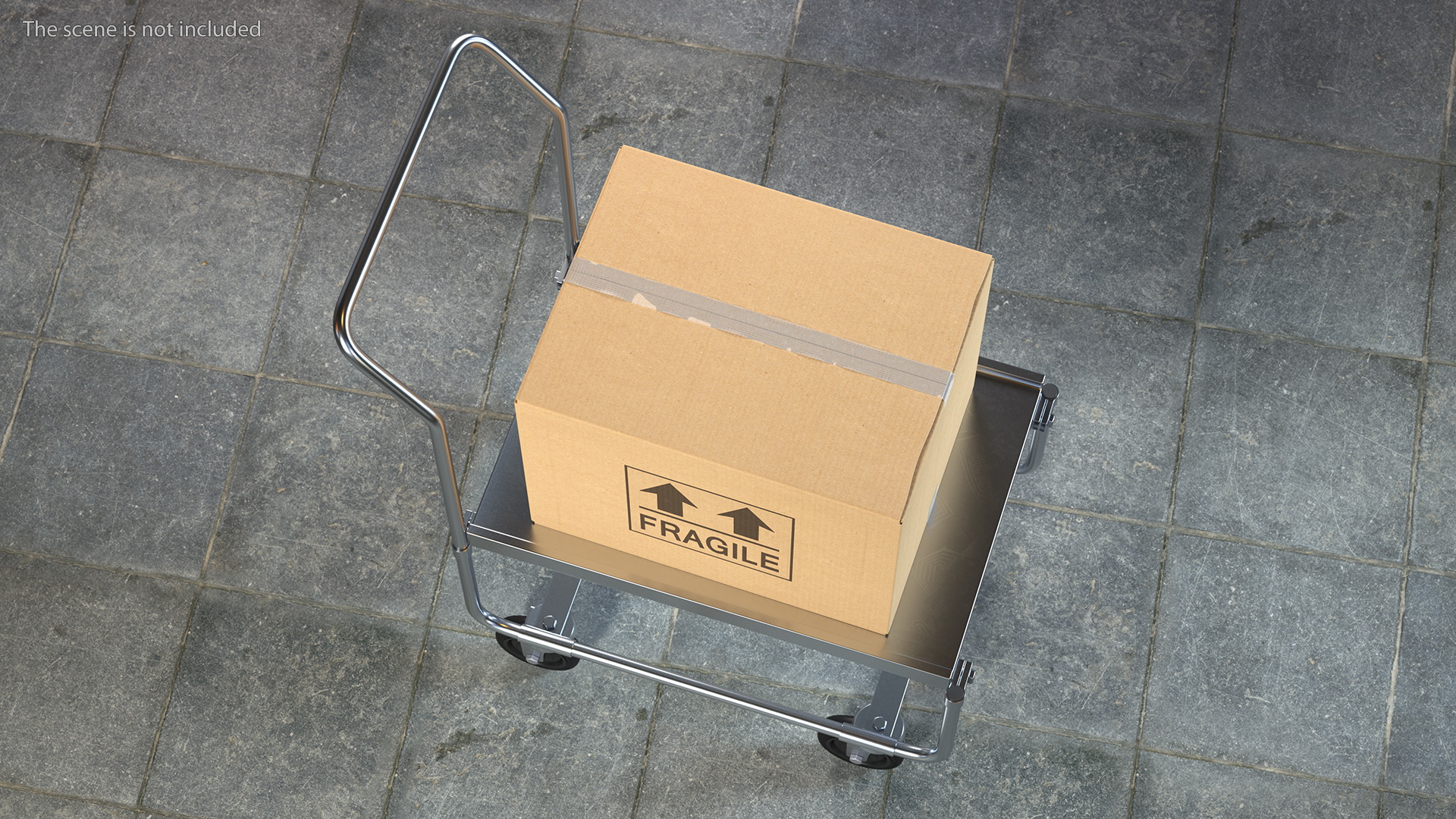 Trolley High Platform with Cardboard Boxes 3D