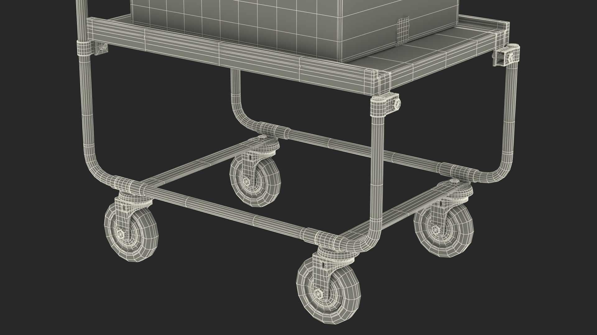 Trolley High Platform with Cardboard Boxes 3D