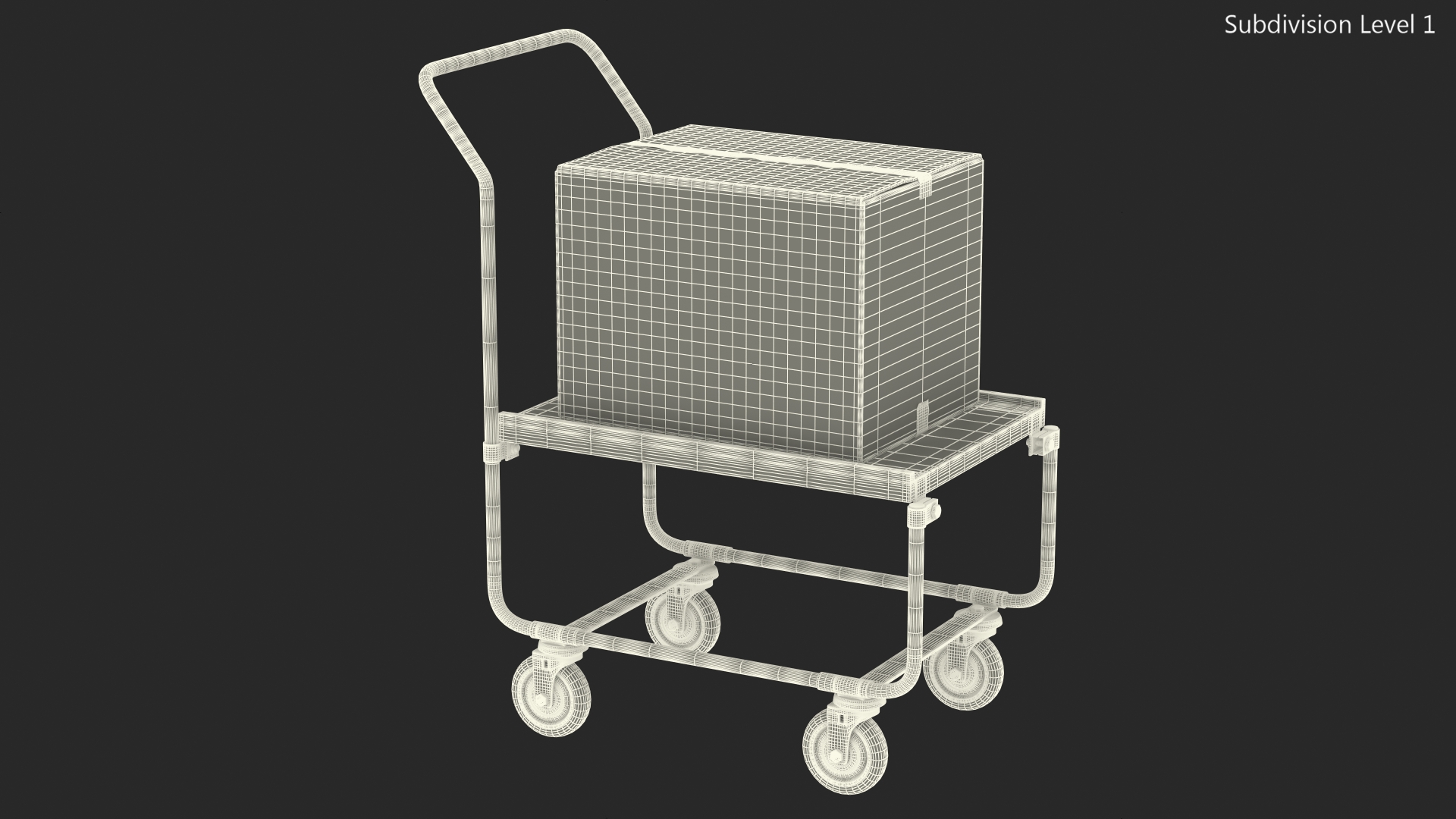 Trolley High Platform with Cardboard Boxes 3D