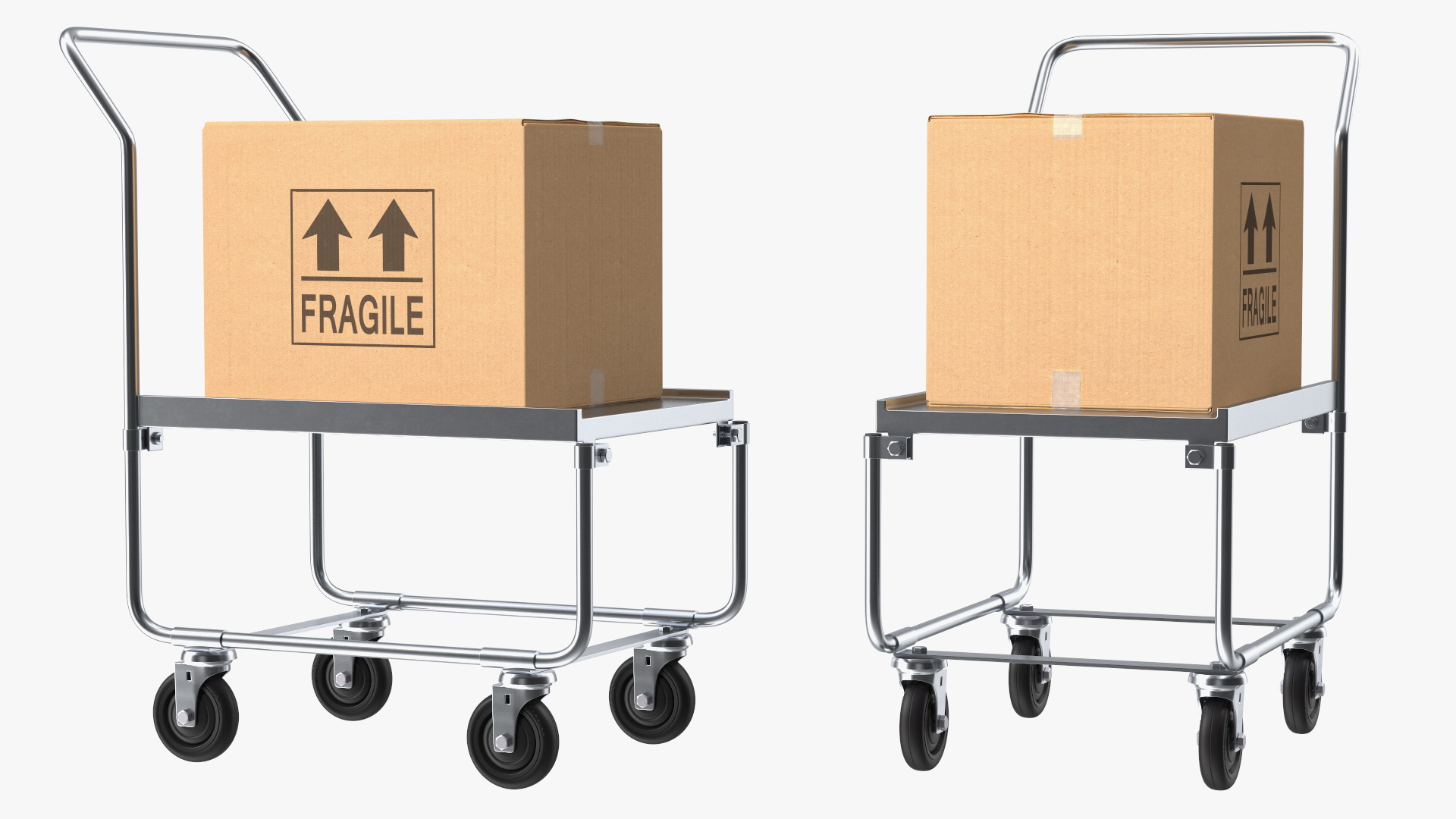Trolley High Platform with Cardboard Boxes 3D