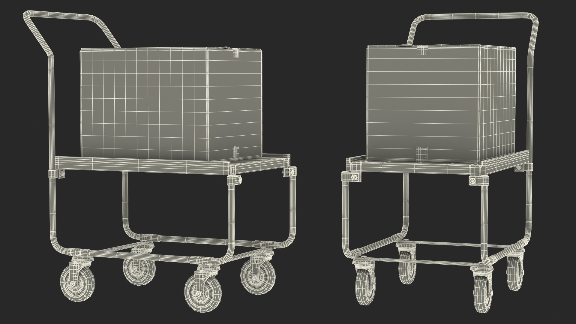 Trolley High Platform with Cardboard Boxes 3D