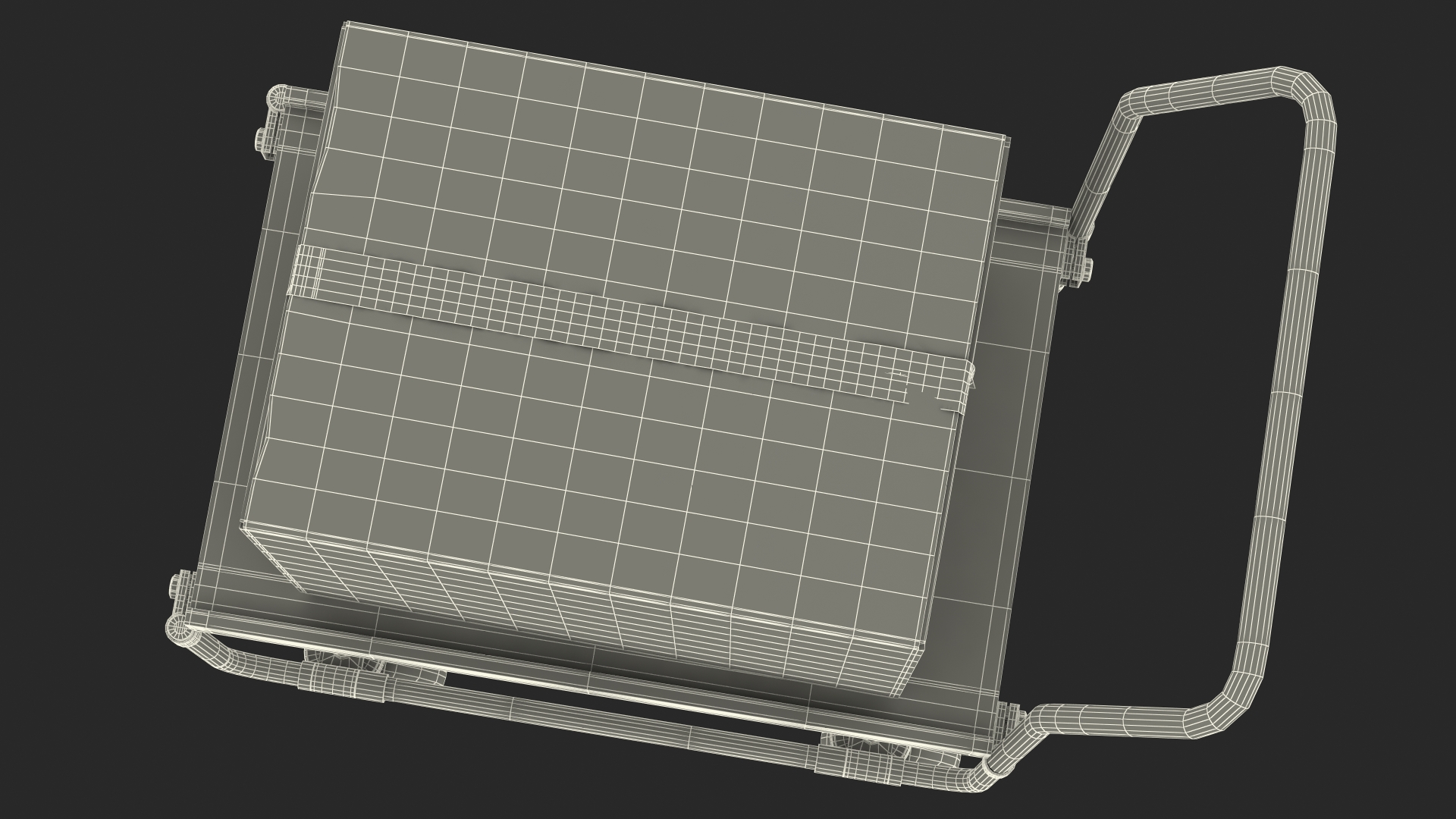 Trolley High Platform with Cardboard Boxes 3D