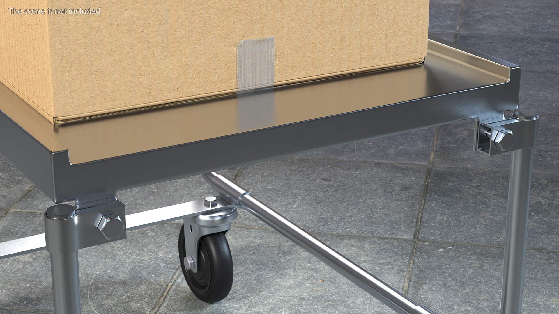 Trolley High Platform with Cardboard Boxes 3D
