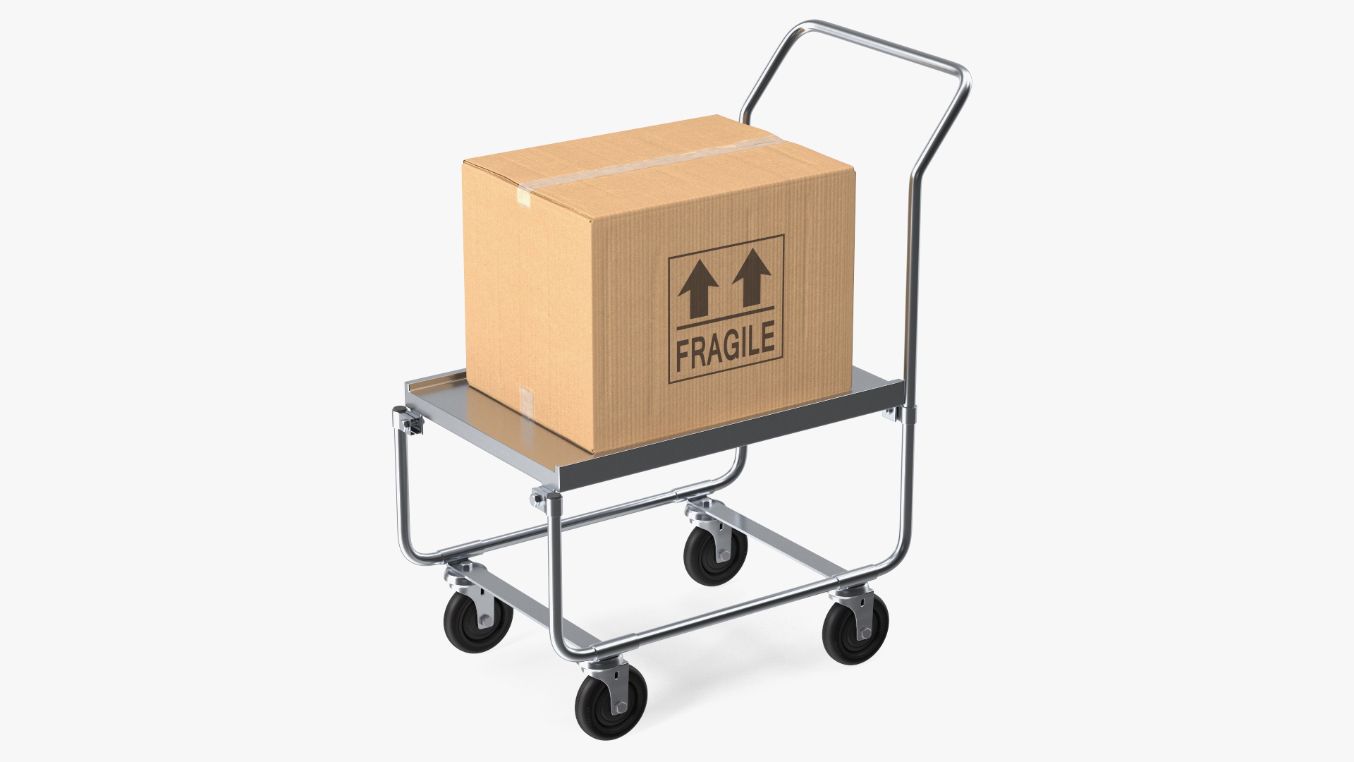 Trolley High Platform with Cardboard Boxes 3D