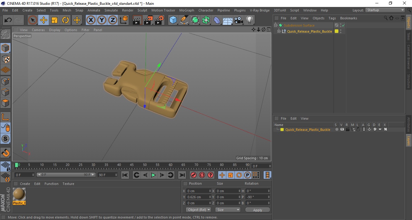 3D Quick Release Plastic Buckle model