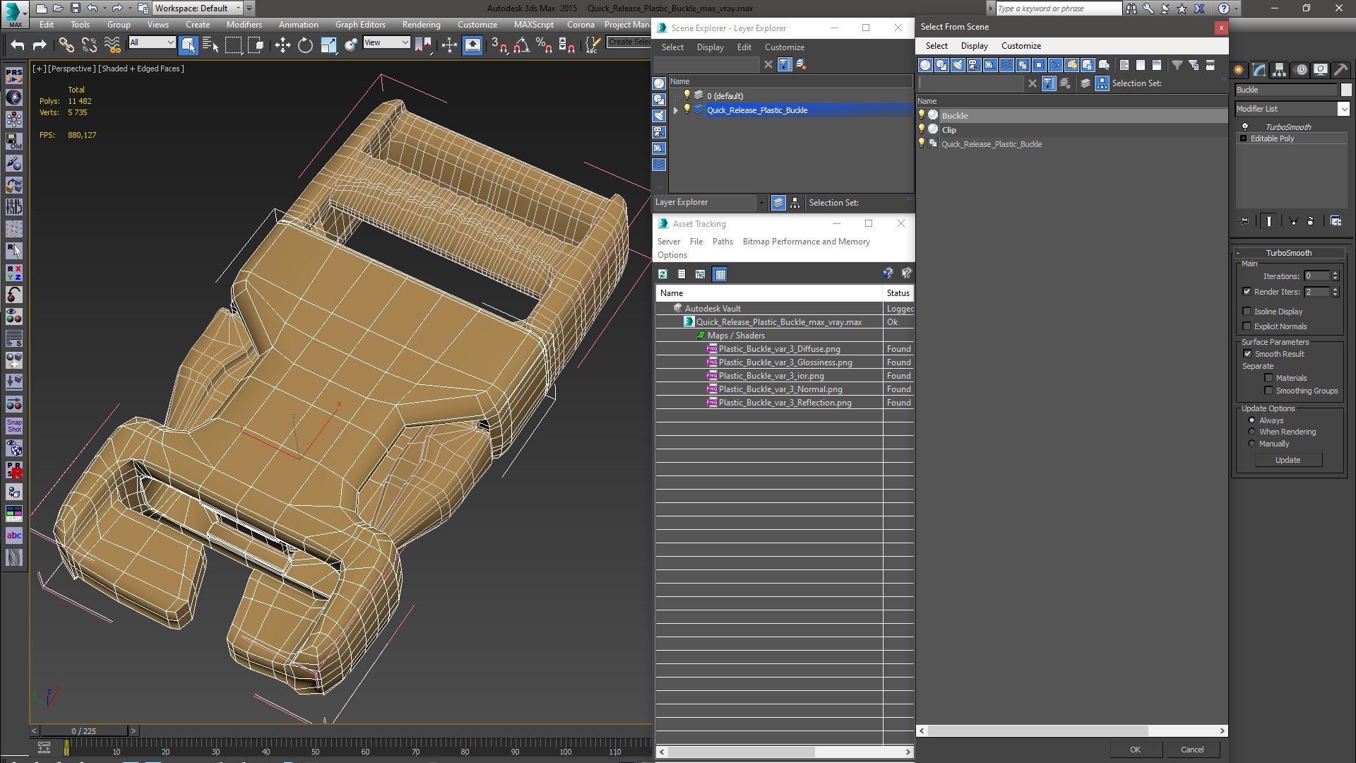 3D Quick Release Plastic Buckle model