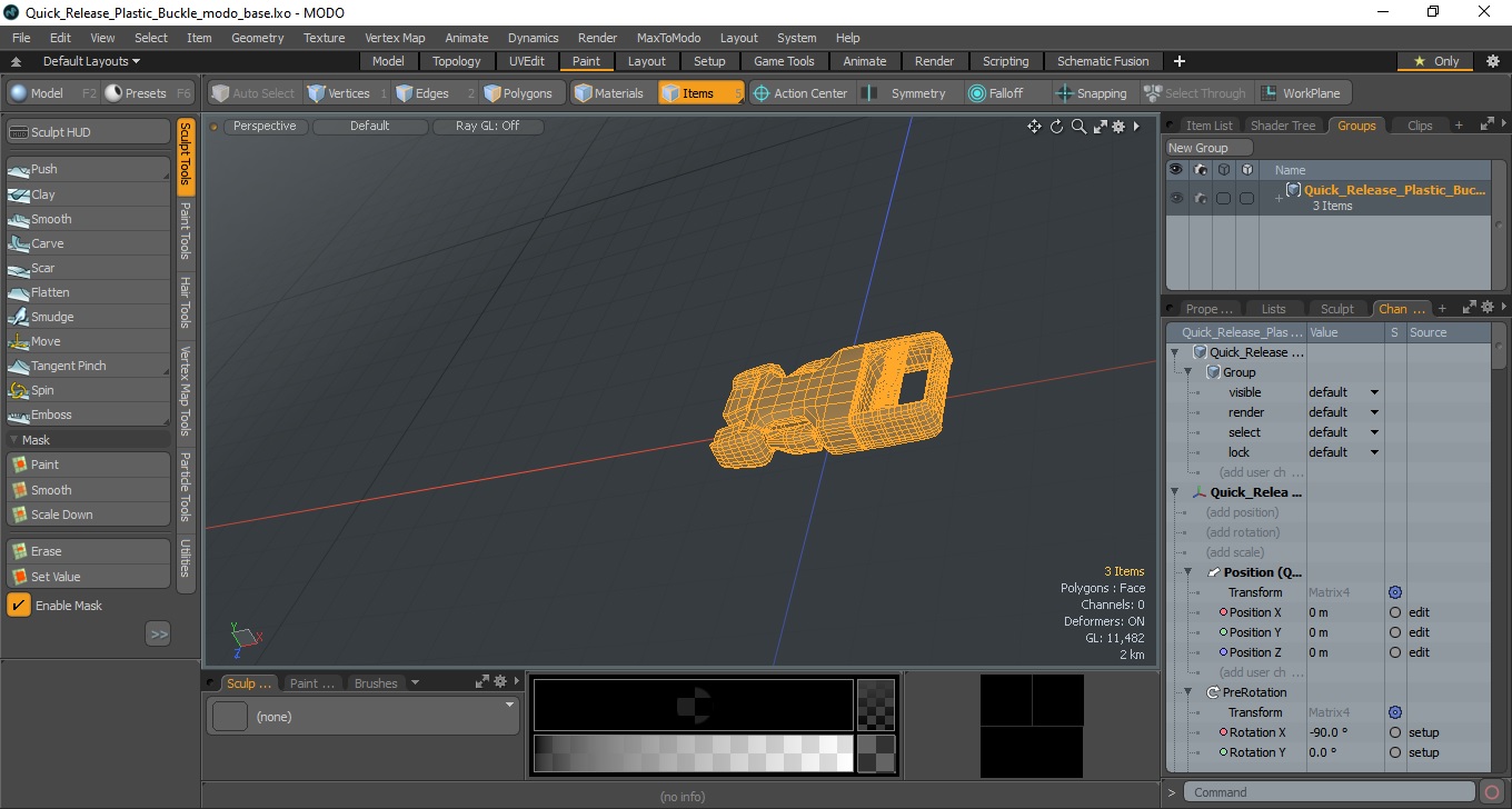 3D Quick Release Plastic Buckle model