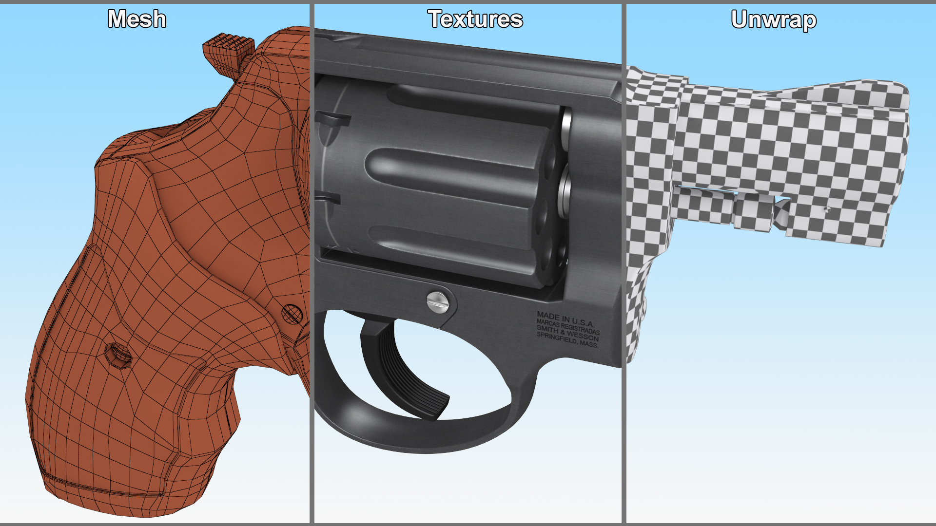 Smith and Wesson Small Revolver Black 3D