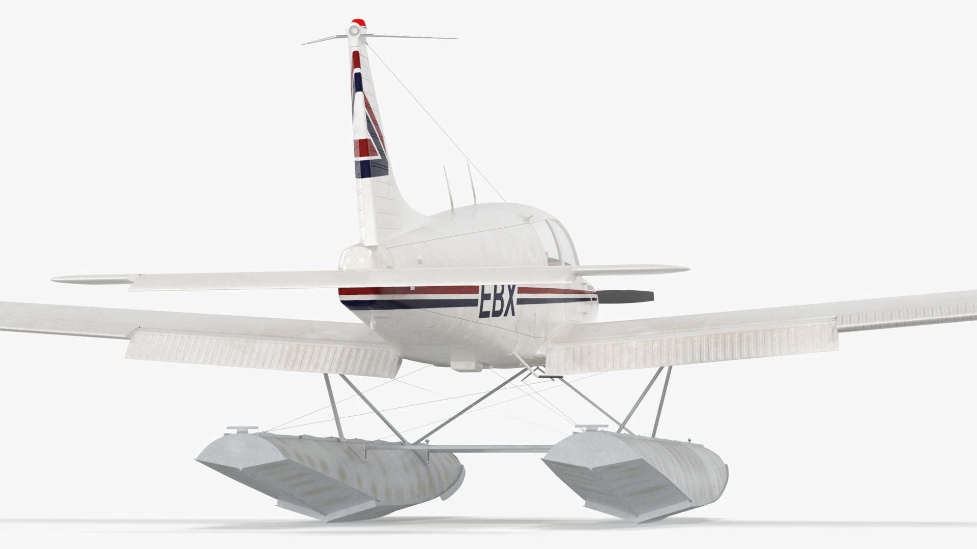 Private Seaplane Piper PA-28 Cherokee Rigged 3D model