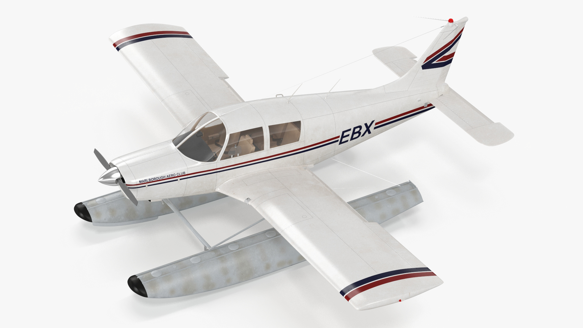 Private Seaplane Piper PA-28 Cherokee Rigged 3D model
