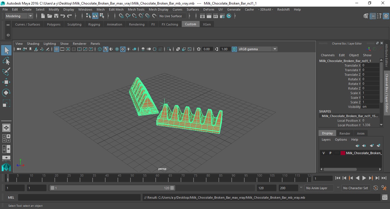 3D model Milk Chocolate Broken Bar