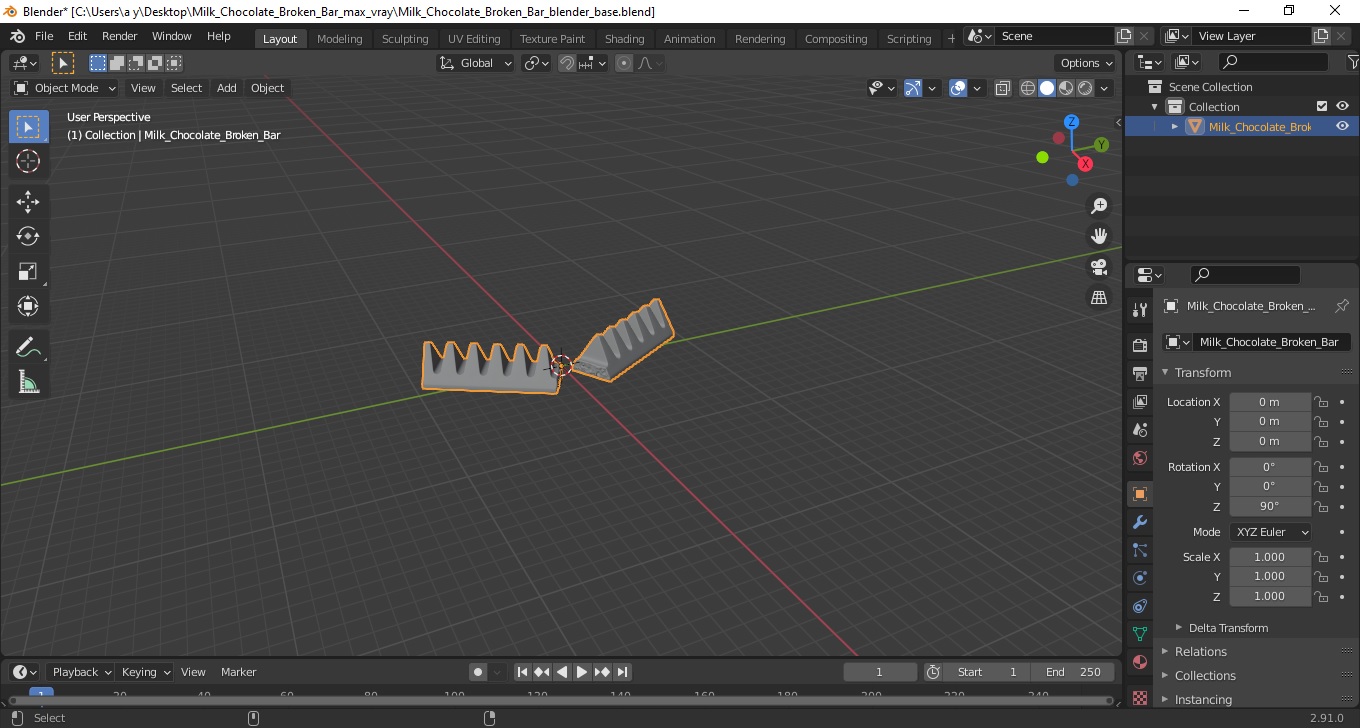 3D model Milk Chocolate Broken Bar