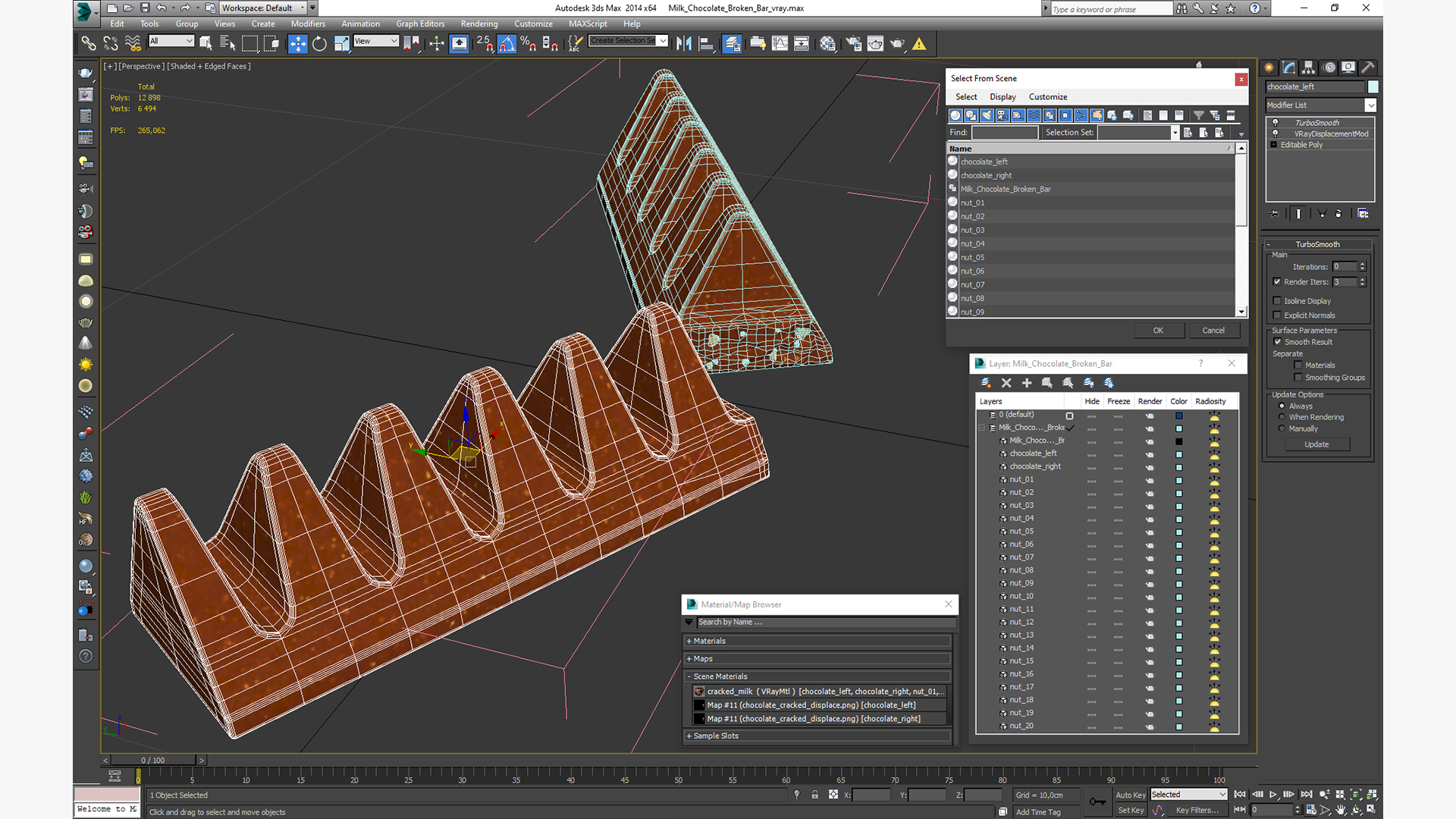 3D model Milk Chocolate Broken Bar