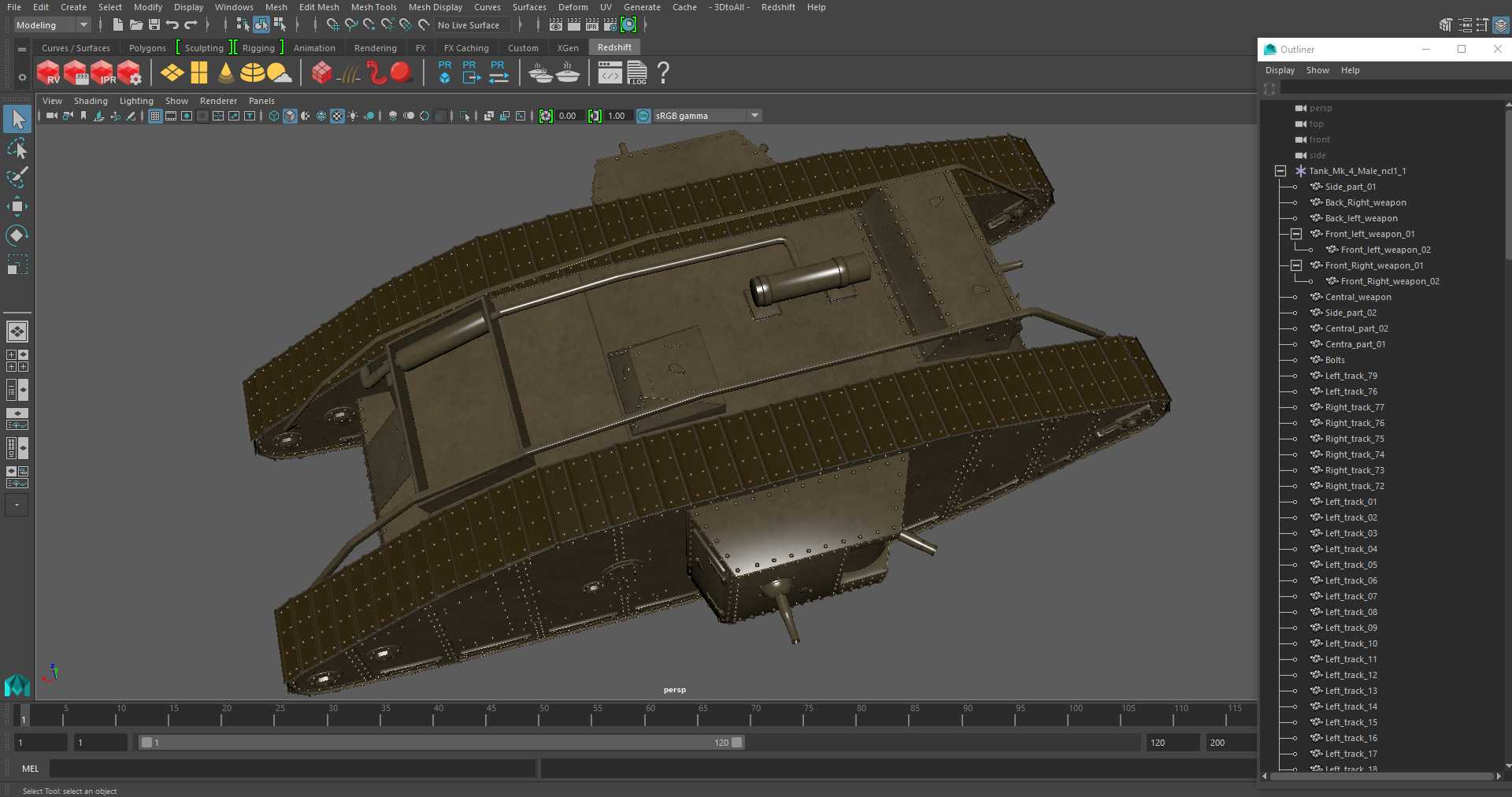 Tank Mk 4 Male 3D model