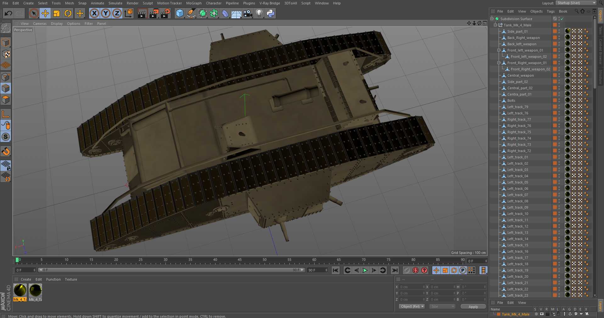 Tank Mk 4 Male 3D model