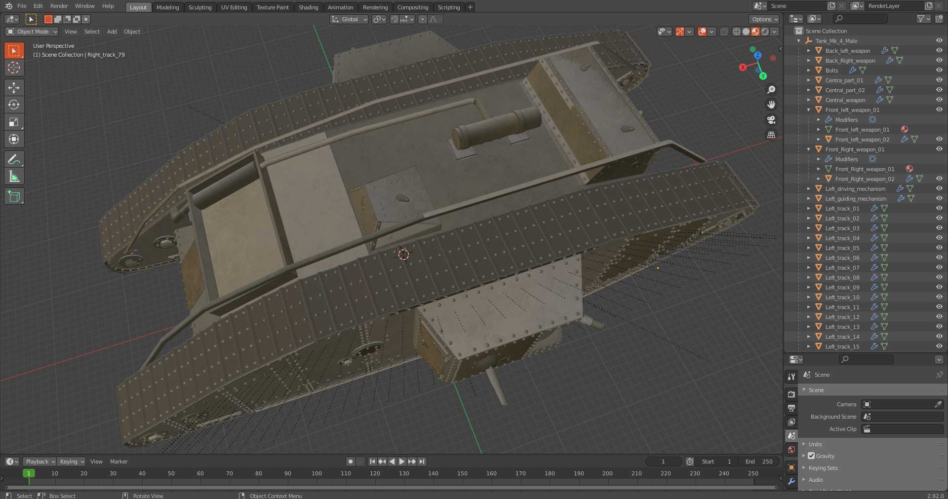 Tank Mk 4 Male 3D model