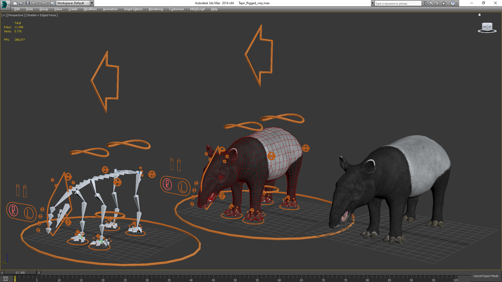 3D Tapir Rigged for Maya