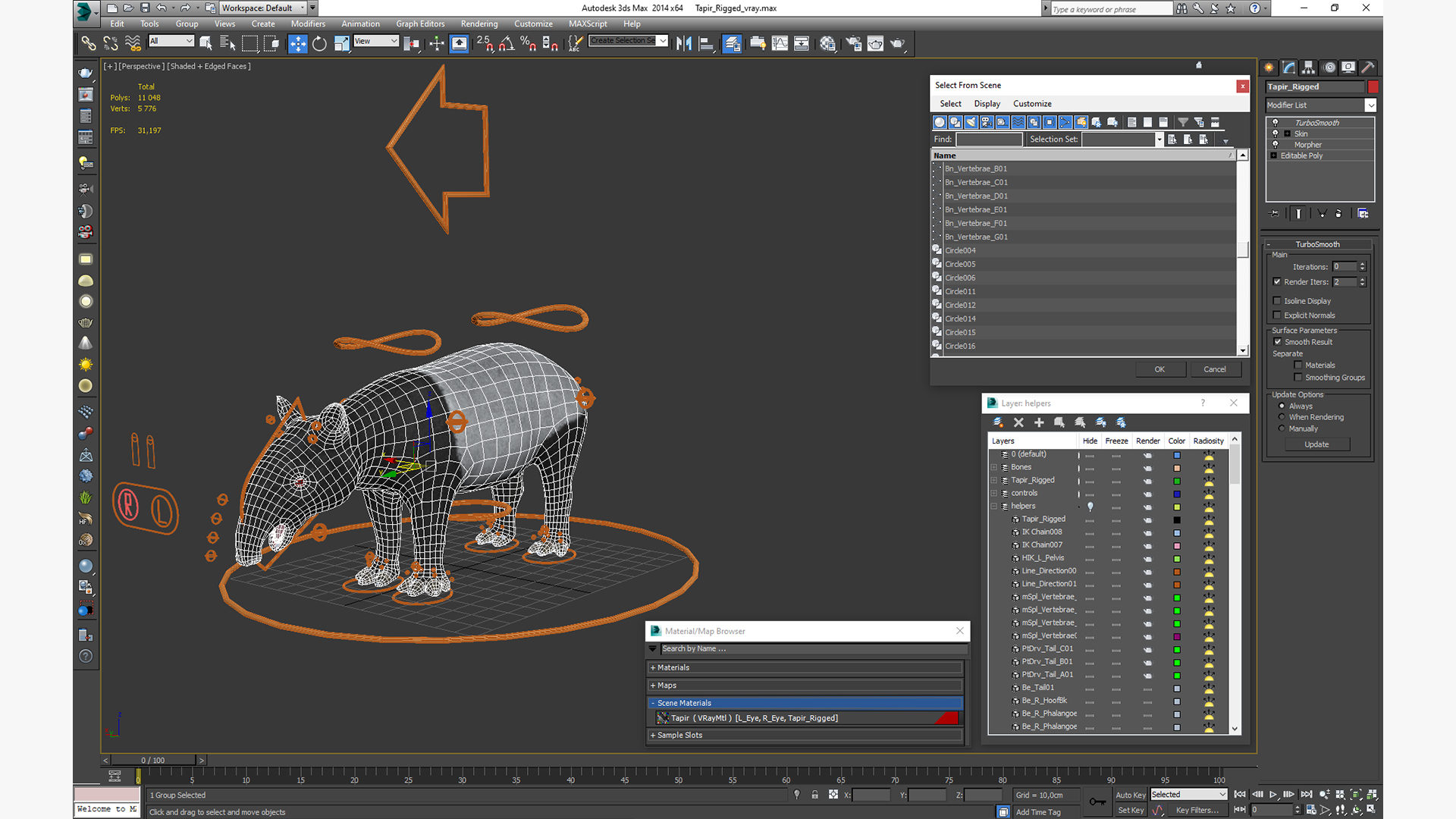 3D Tapir Rigged for Maya