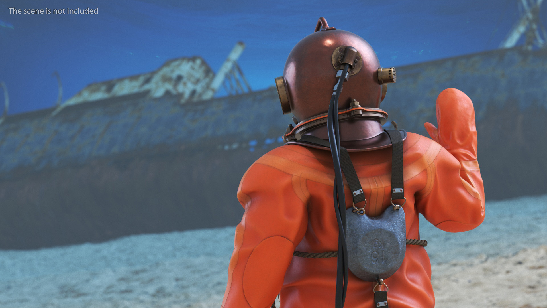 3D model Vintage Maritime Diving Suit Rigged