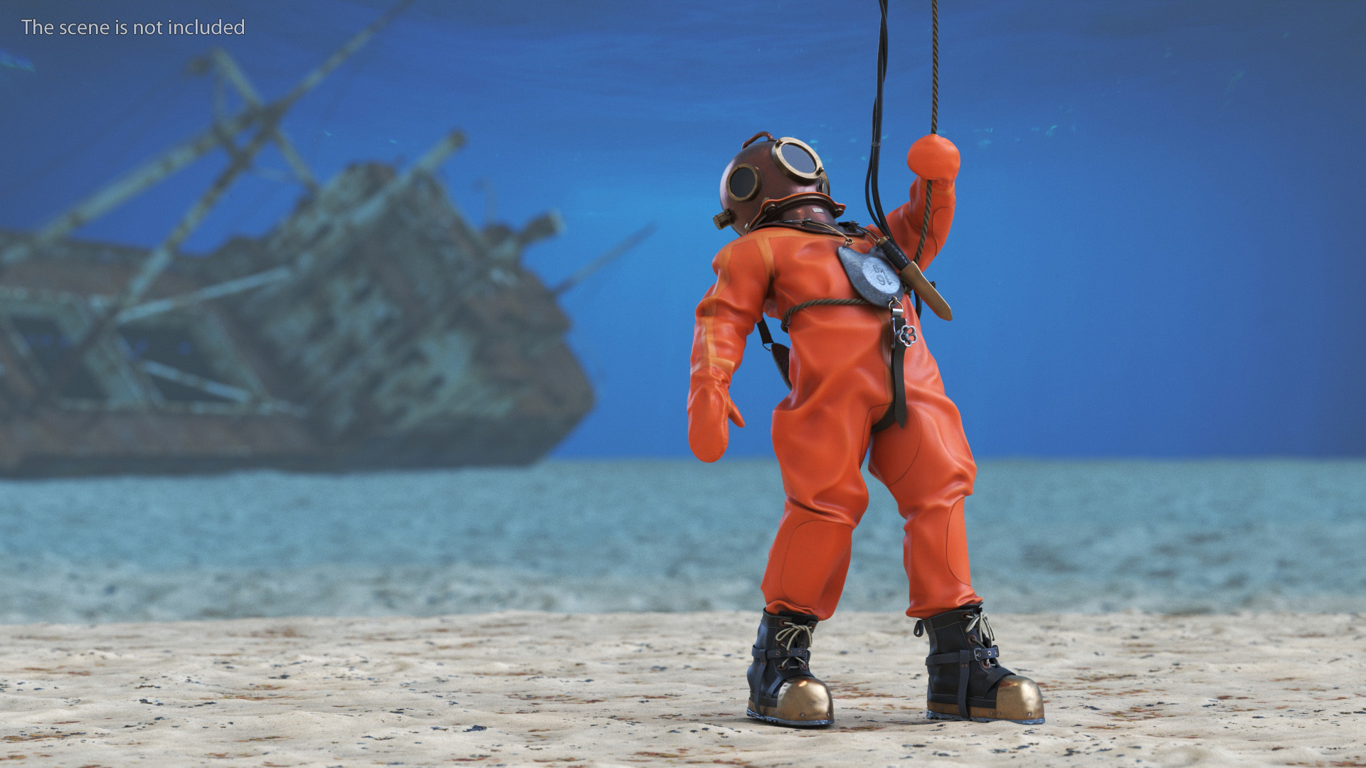 3D model Vintage Maritime Diving Suit Rigged